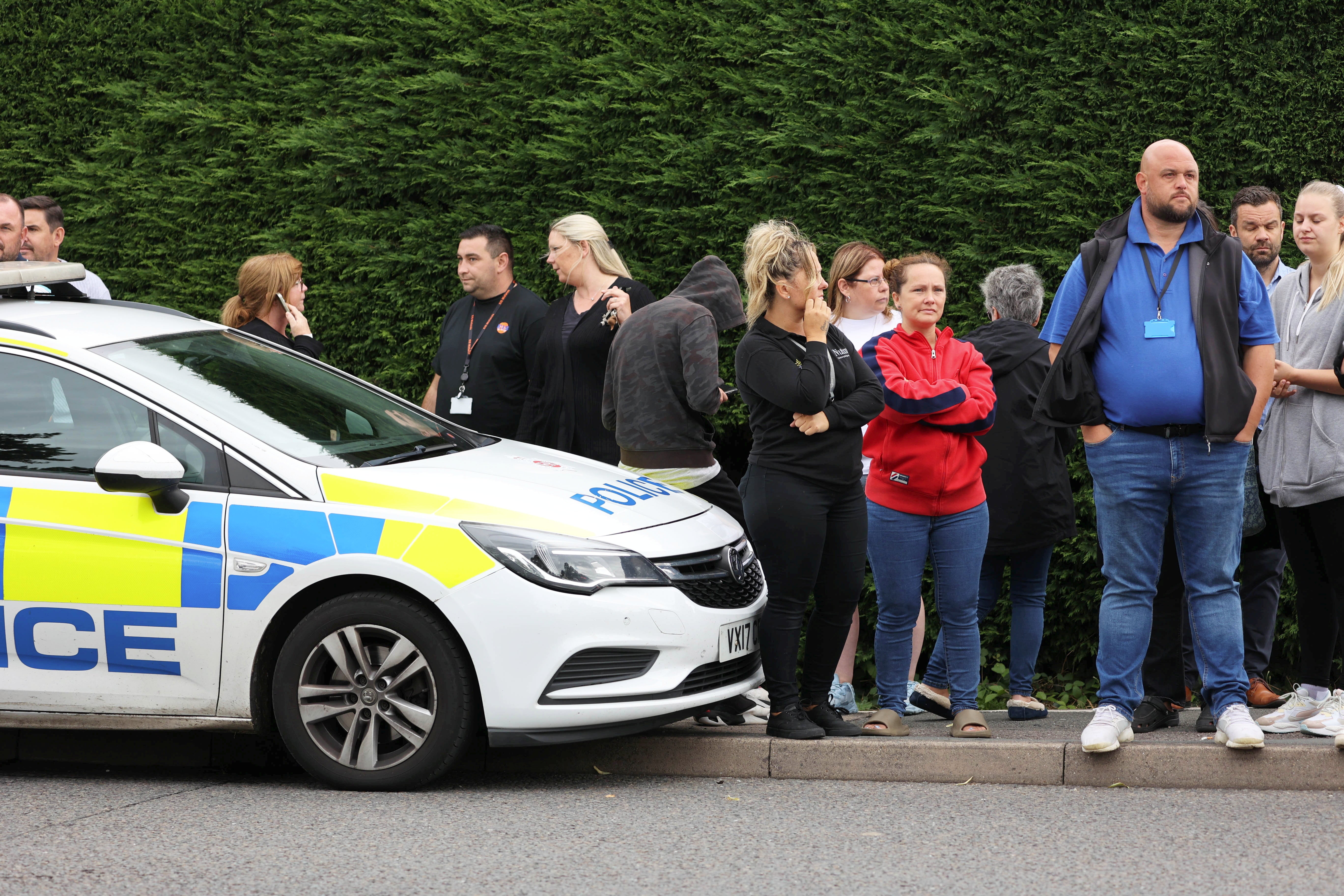 Family and friends waited outside the school on Monday while it was in lockdown