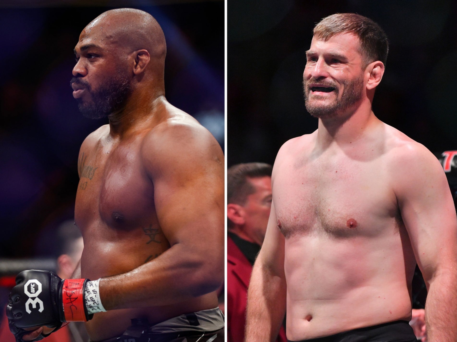 UFC heavyweight champion Jon Jones (left) and ex-title holder Stipe Miocic