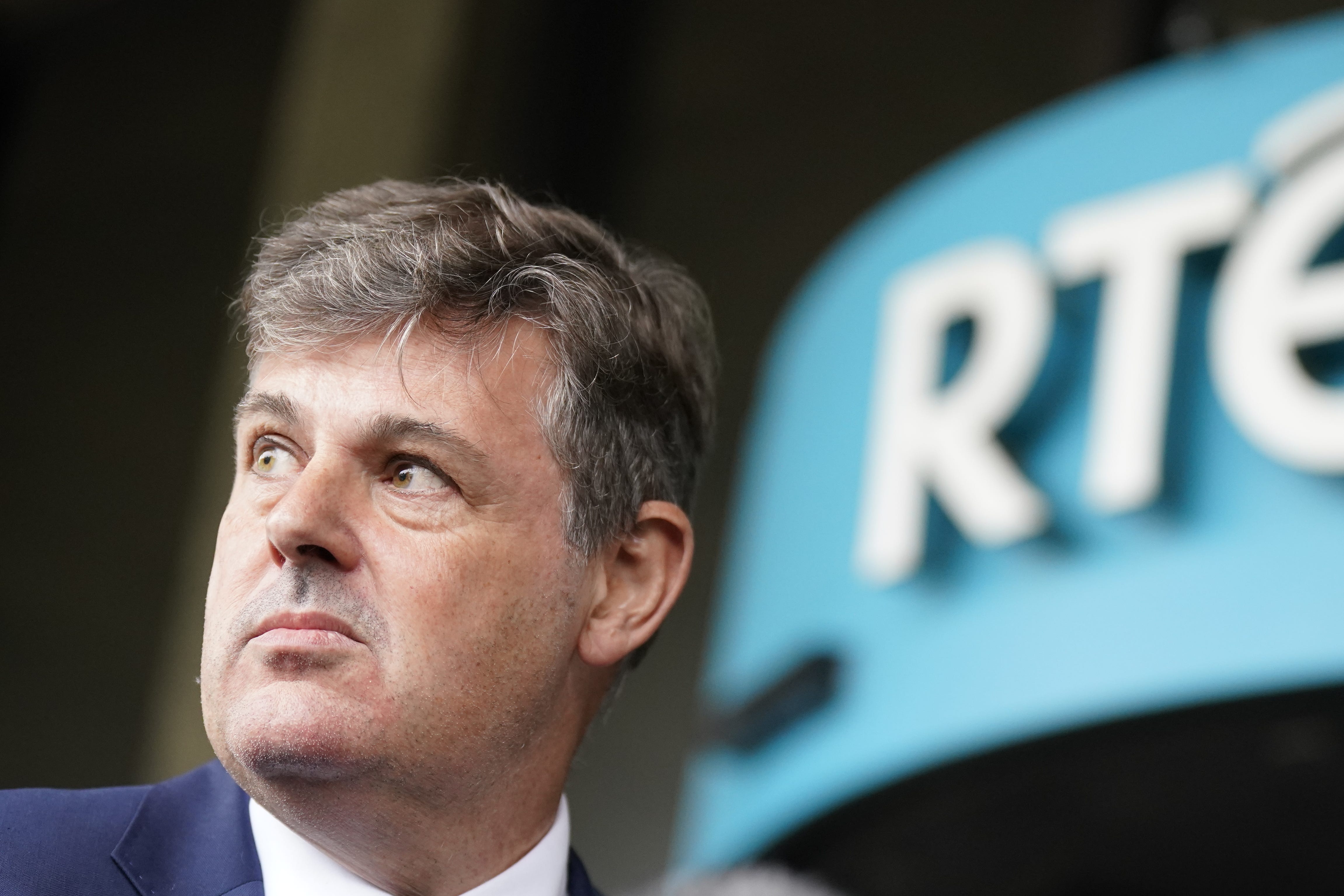 New RTE director general Kevin Bakhurst speaks to the media outside the broadcaster’s headquarters in Donnybrook (PA)