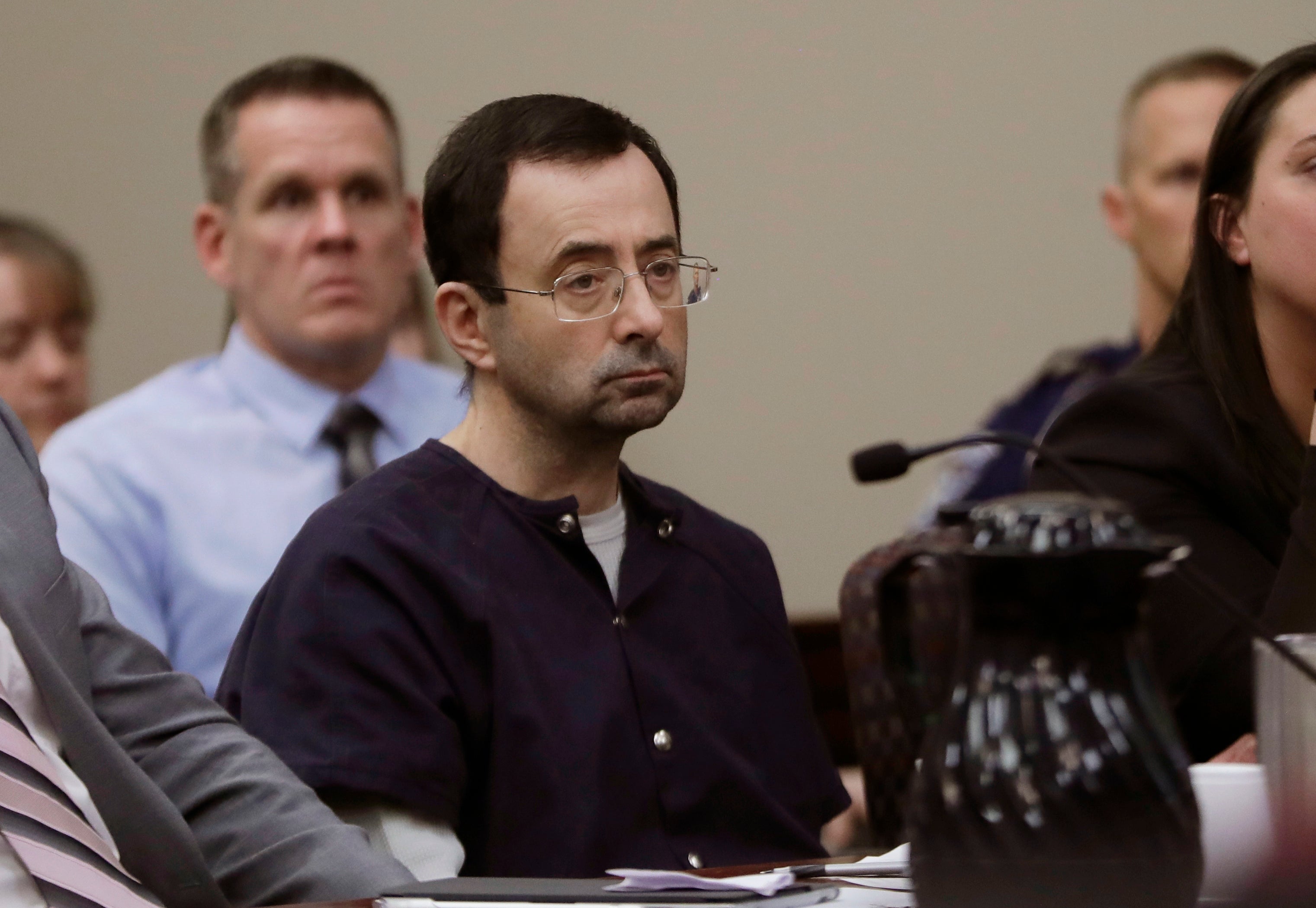 Larry Nassar during his sentencing hearing in Michigan in 2018