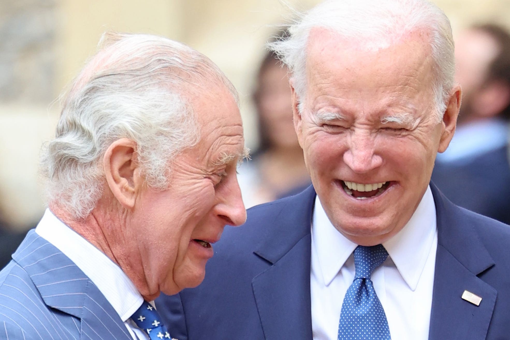 The King and US president Joe Biden in the quadrangle at Windsor Castle (Chris Jackson/PA)