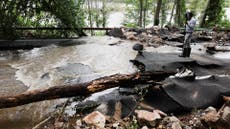 Heavy flooding creates waterfalls onto Hudson Valley roads