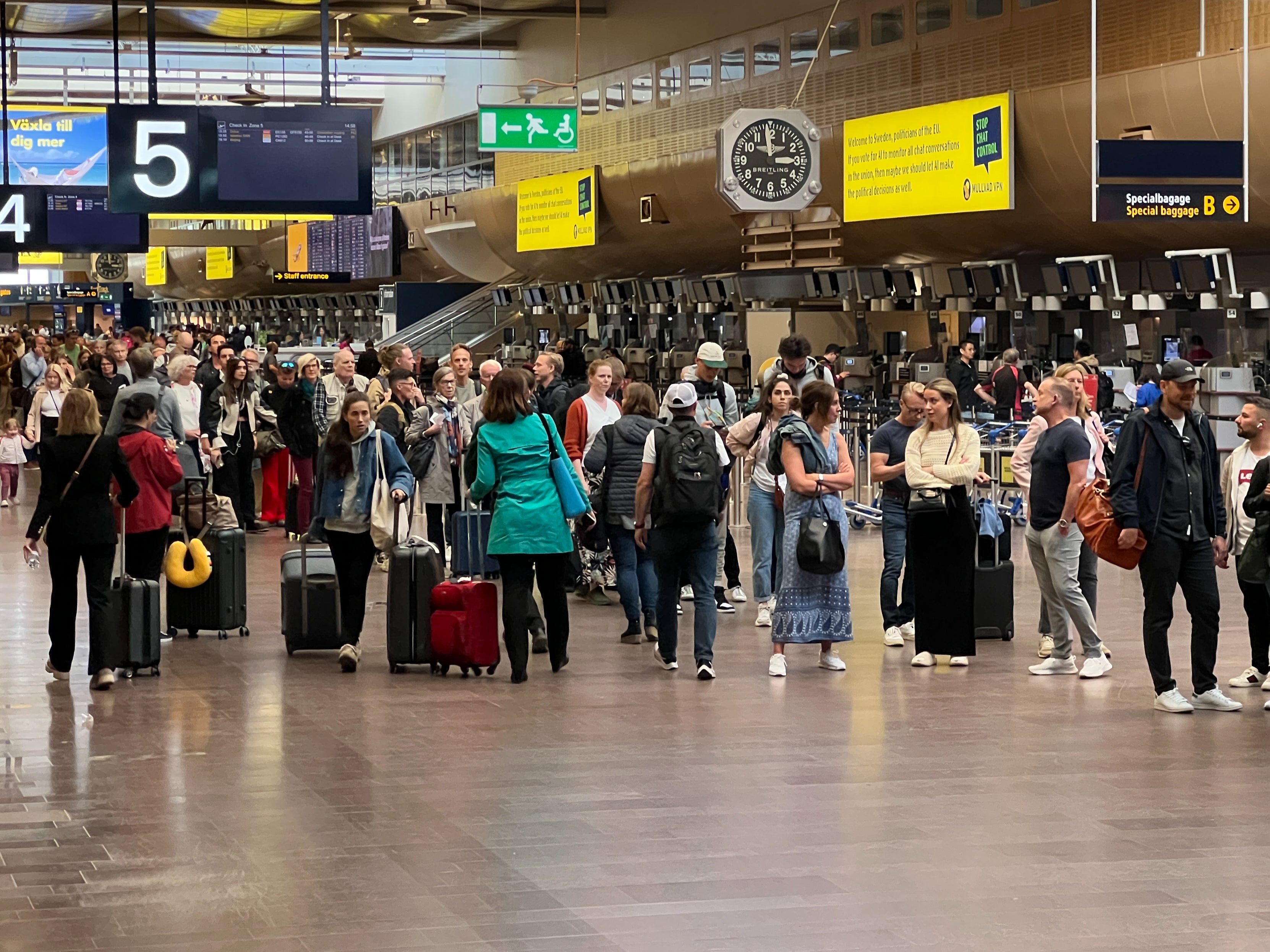 Boarding soon? Passengers at Stockholm Arlanda airport