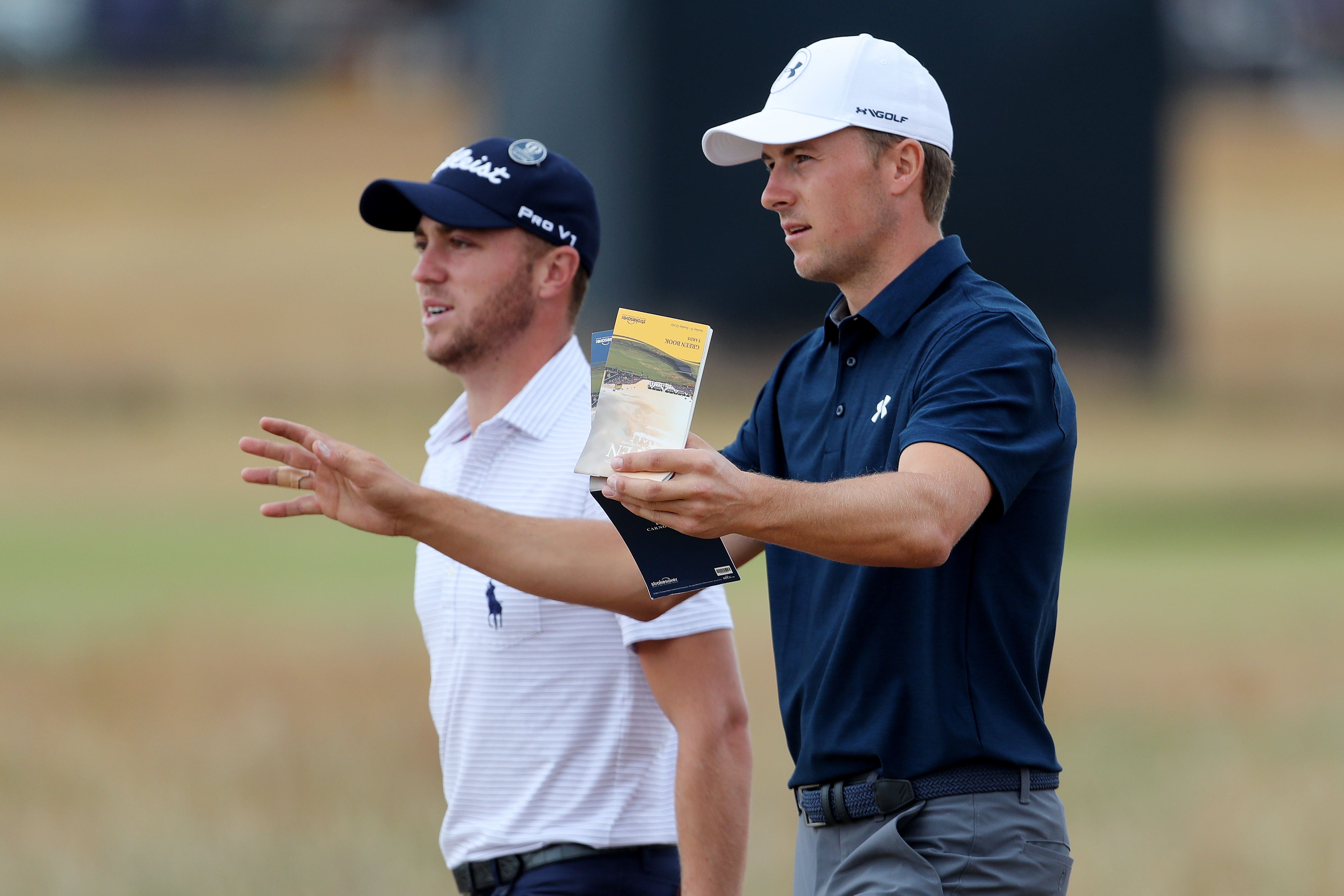 Golfers Justin Thomas, left, and Jordan Spieth have taken a minority stake in Leeds (Richard Sellers/PA)