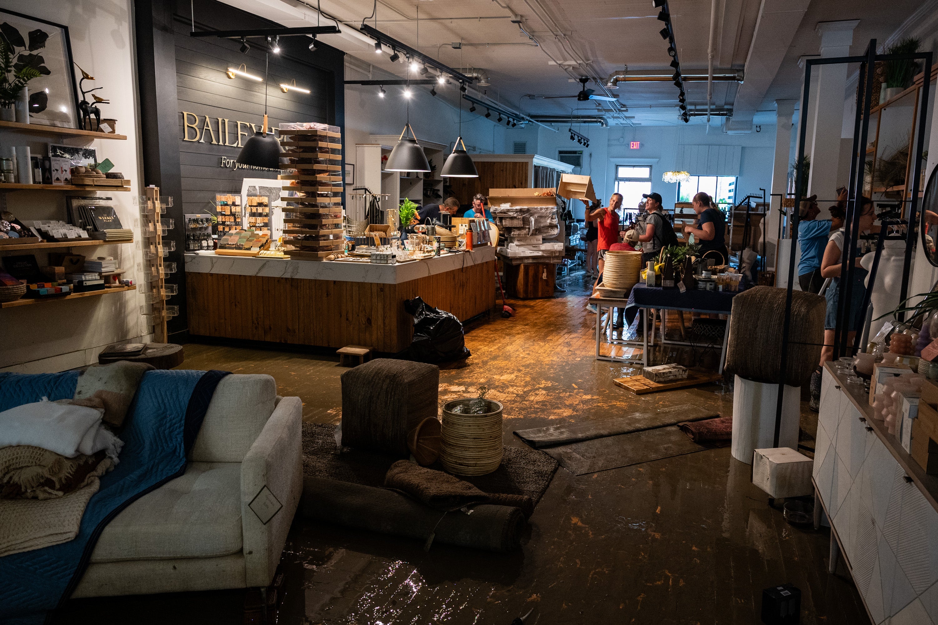 Bailey Road, a clothing and home goods store on Main Street, was left severely damaged from flood waters