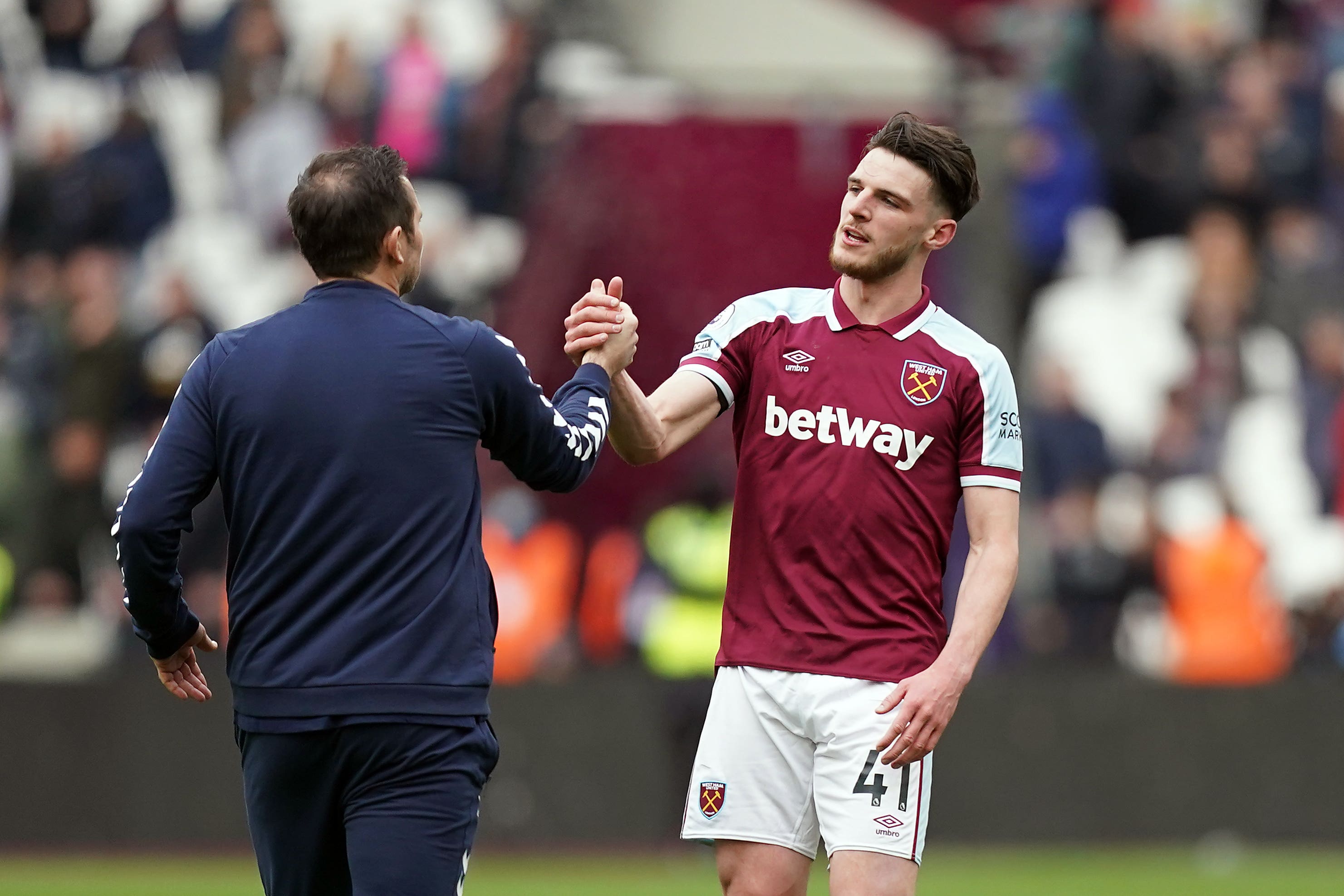 Frank Lampard, left, was keen on signing Declan Rice when he was Chelsea manager (Mike Egerton/PA)