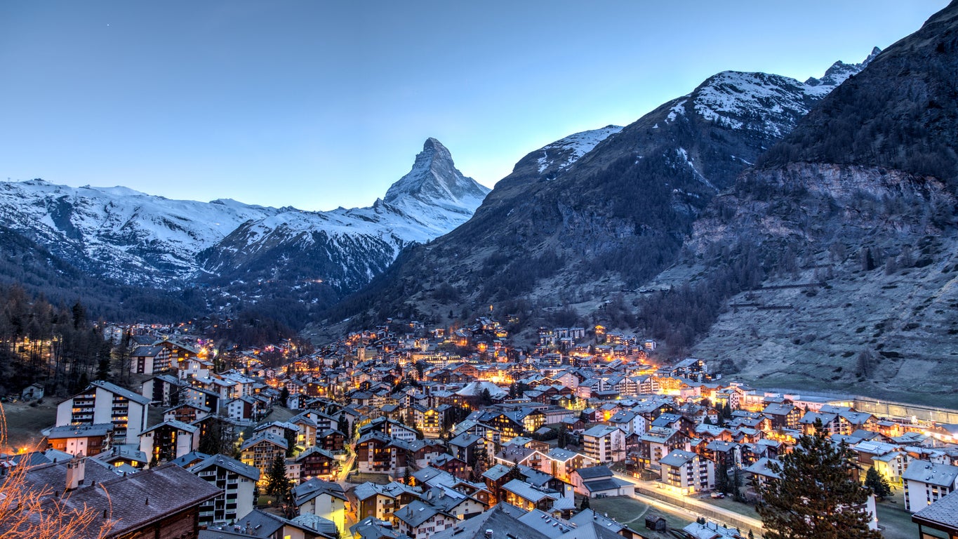 Zermatt sits at the foot of the Matterhorn