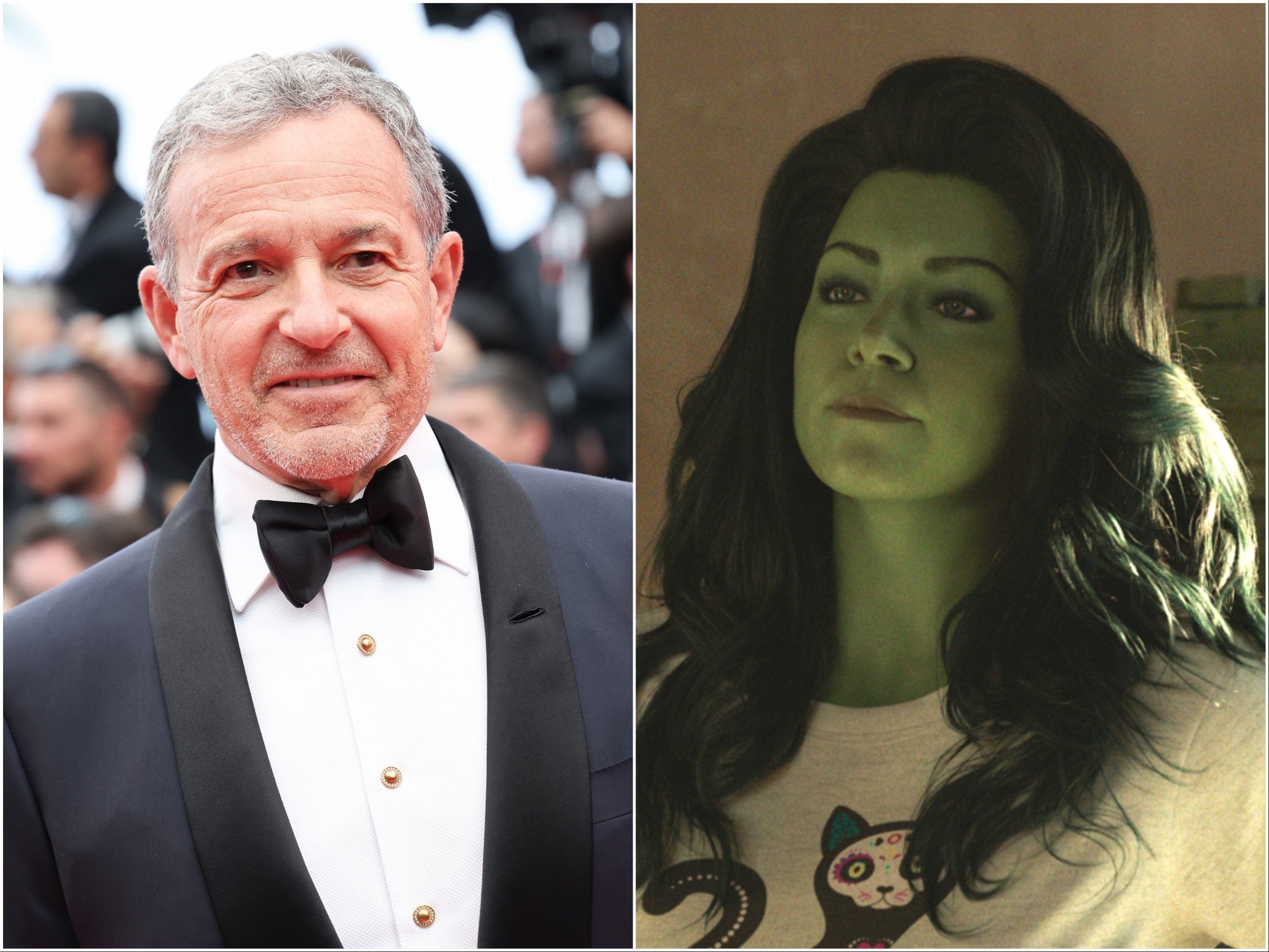 Bob Iger and Tatiana Maslany in ‘She-Hulk: Attorney at Law’