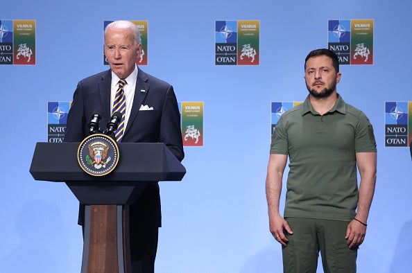 Joe Biden with Volodomyr Zelensky at Nato summit