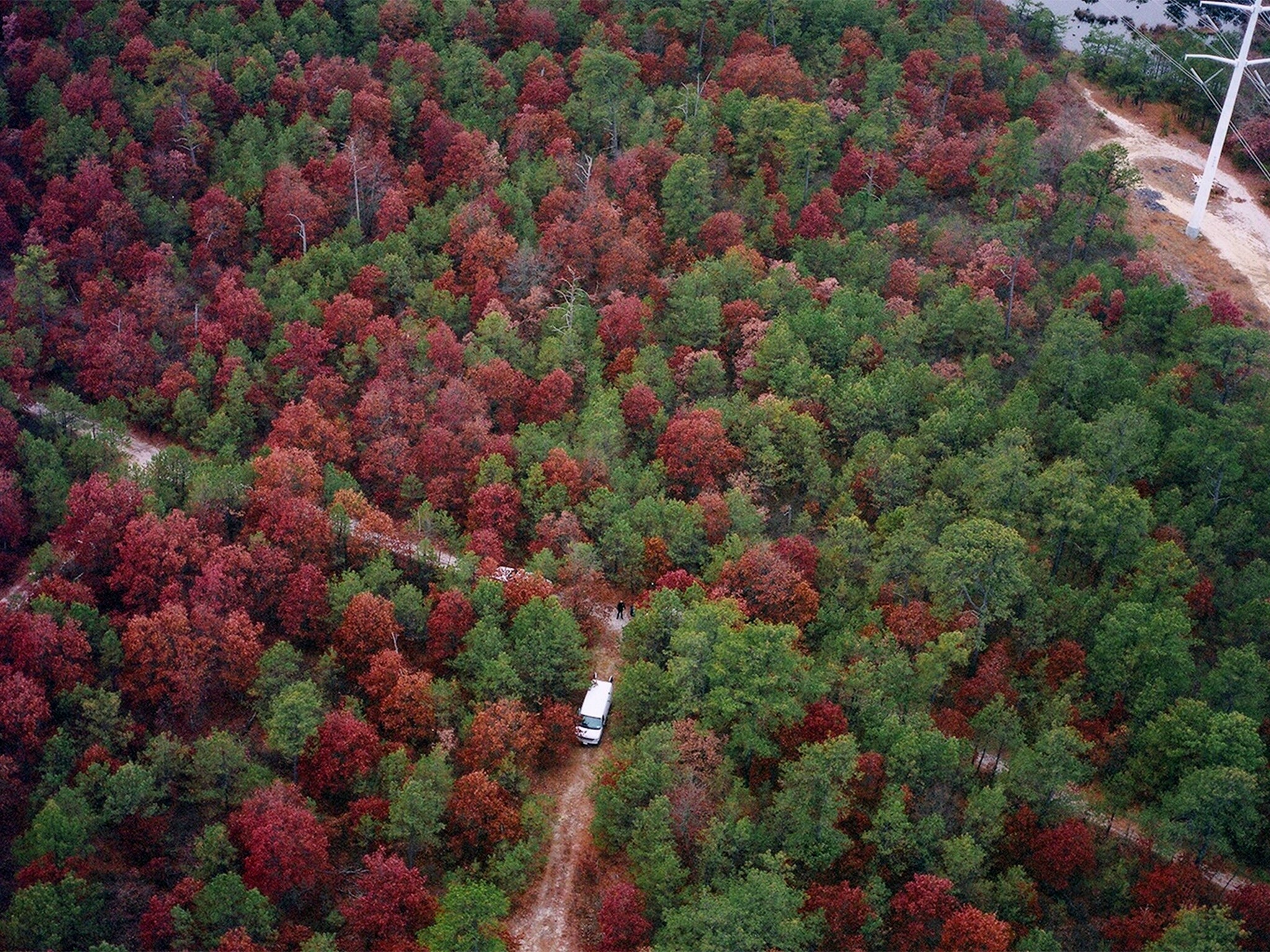 Aerial view of Manorville area where Valerie Mack remains were recovered