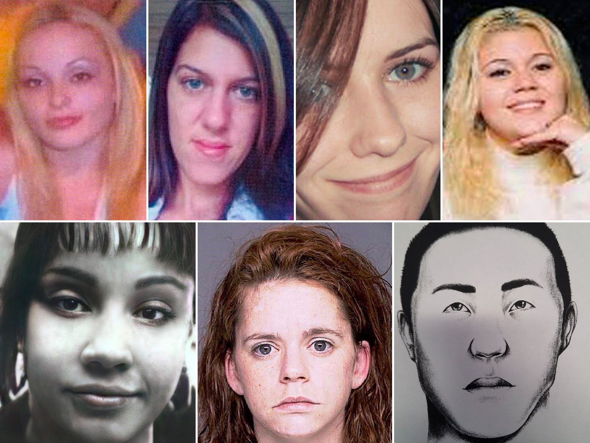 From L to R: (top) Melissa Barthelemy, Amber Lynn Costello, Maureen Brainard-Barnes, Megan Waterman. From L to R: (bottom) Jessica Taylor, Valerie Mack, John Doe