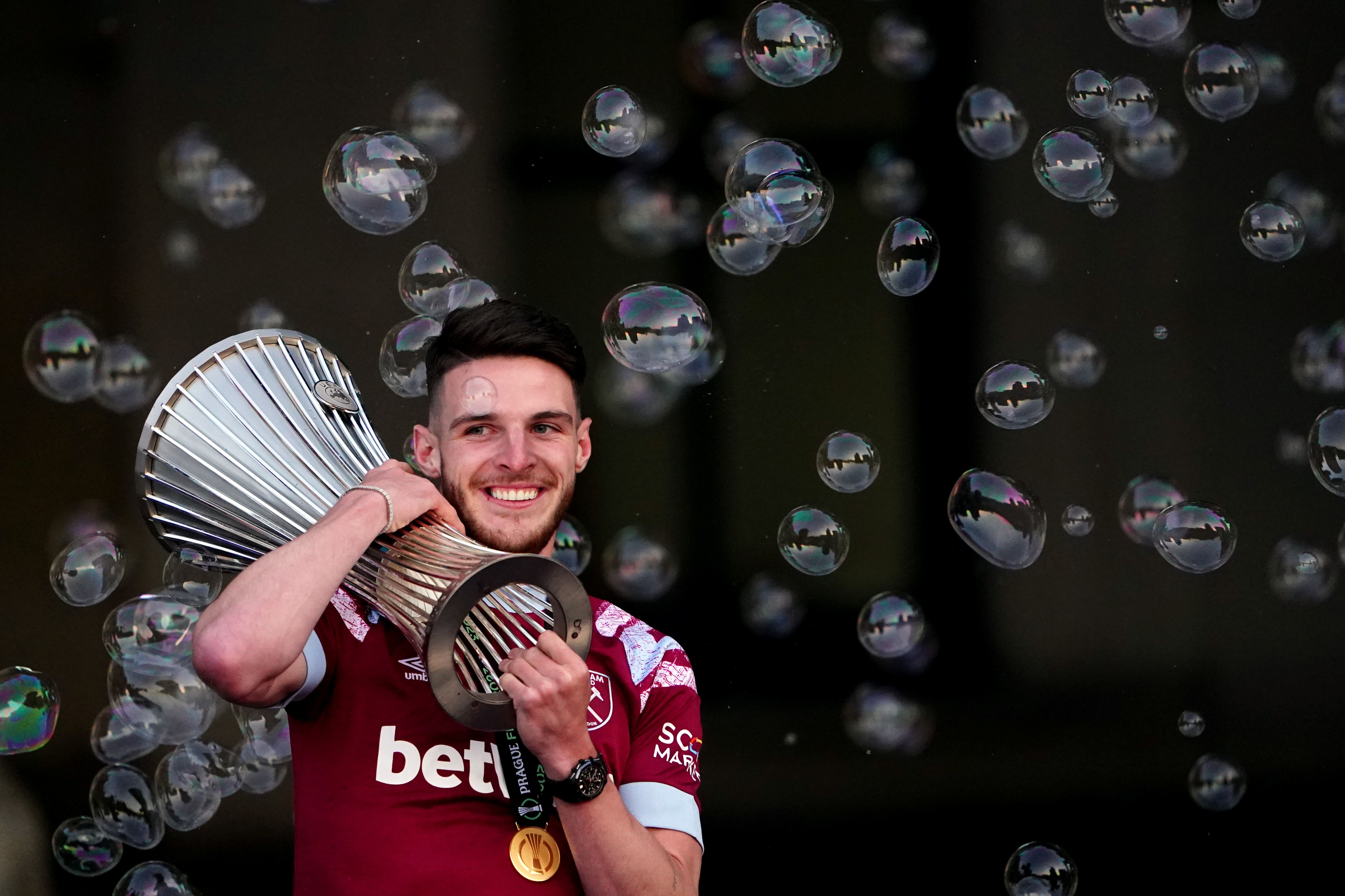 Declan Rice has left West Ham (Zac Goodwin/PA)