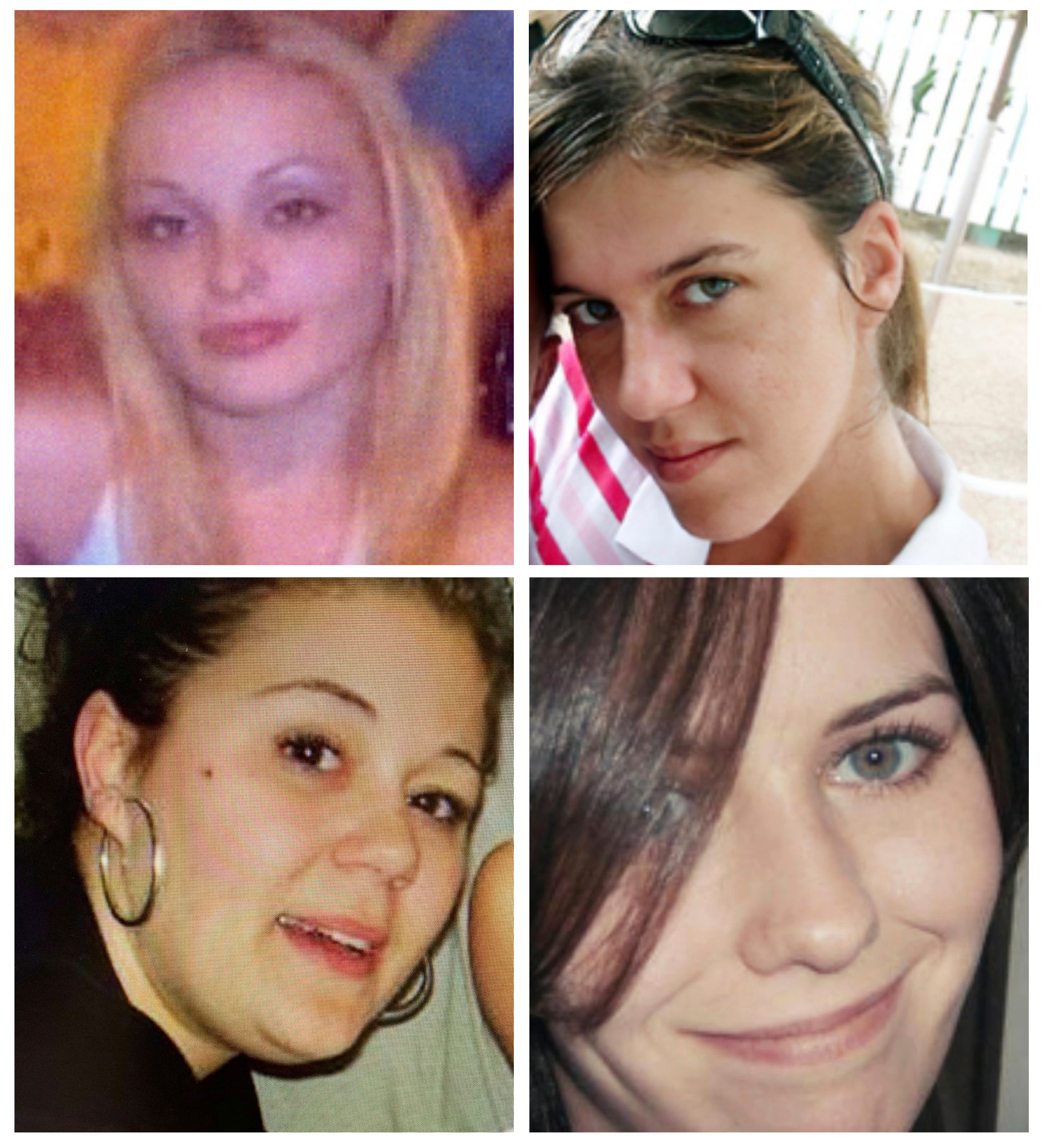 This combination of undated image provided by the Suffolk County Police Department, shows Melissa Barthelemy, top left, Amber Costello, top right, Megan Waterman, bottom left, and Maureen Brainard-Barnes.