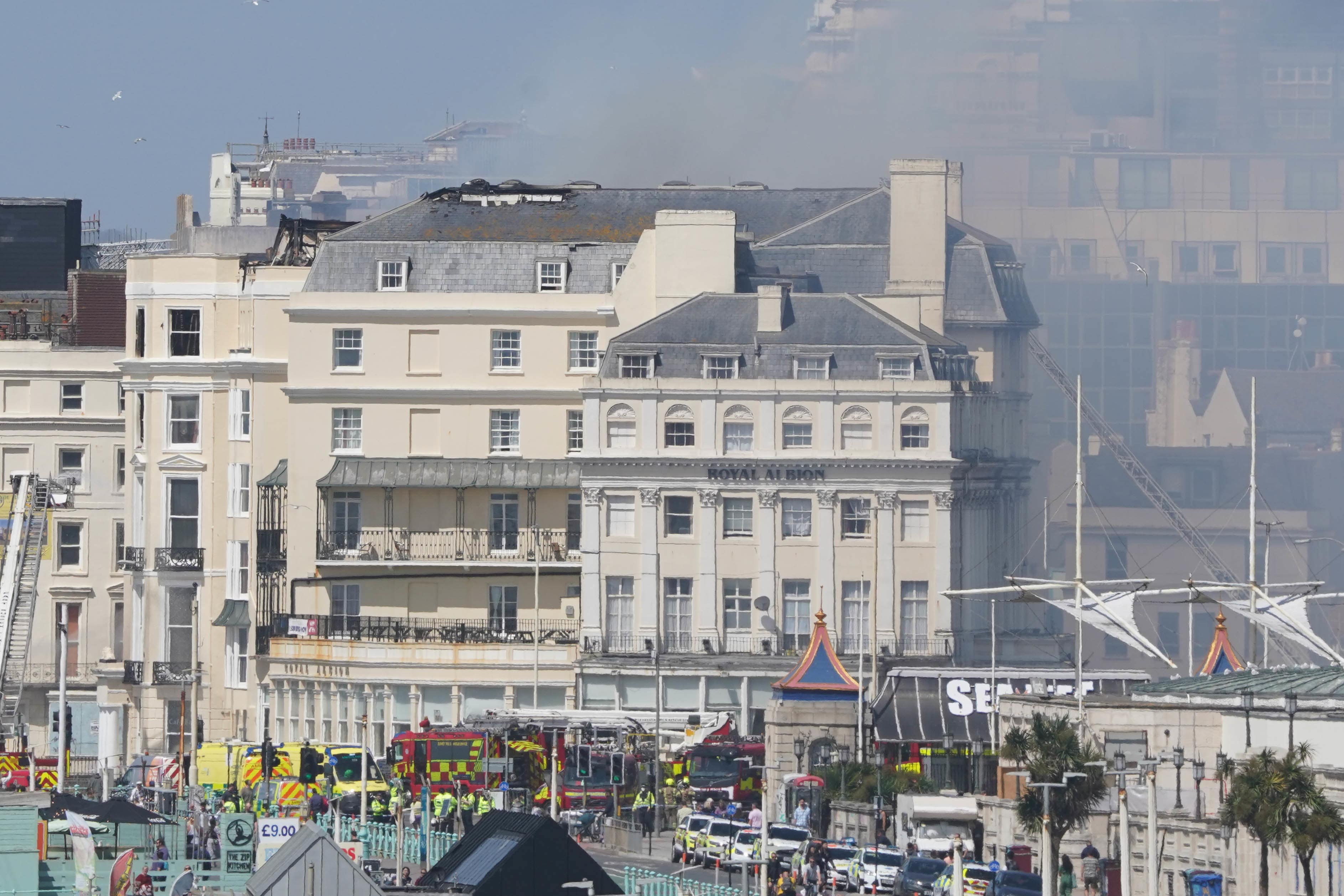 A fire broke out at the Royal Albion Hotel on Saturday evening (Gareth Fuller/PA)