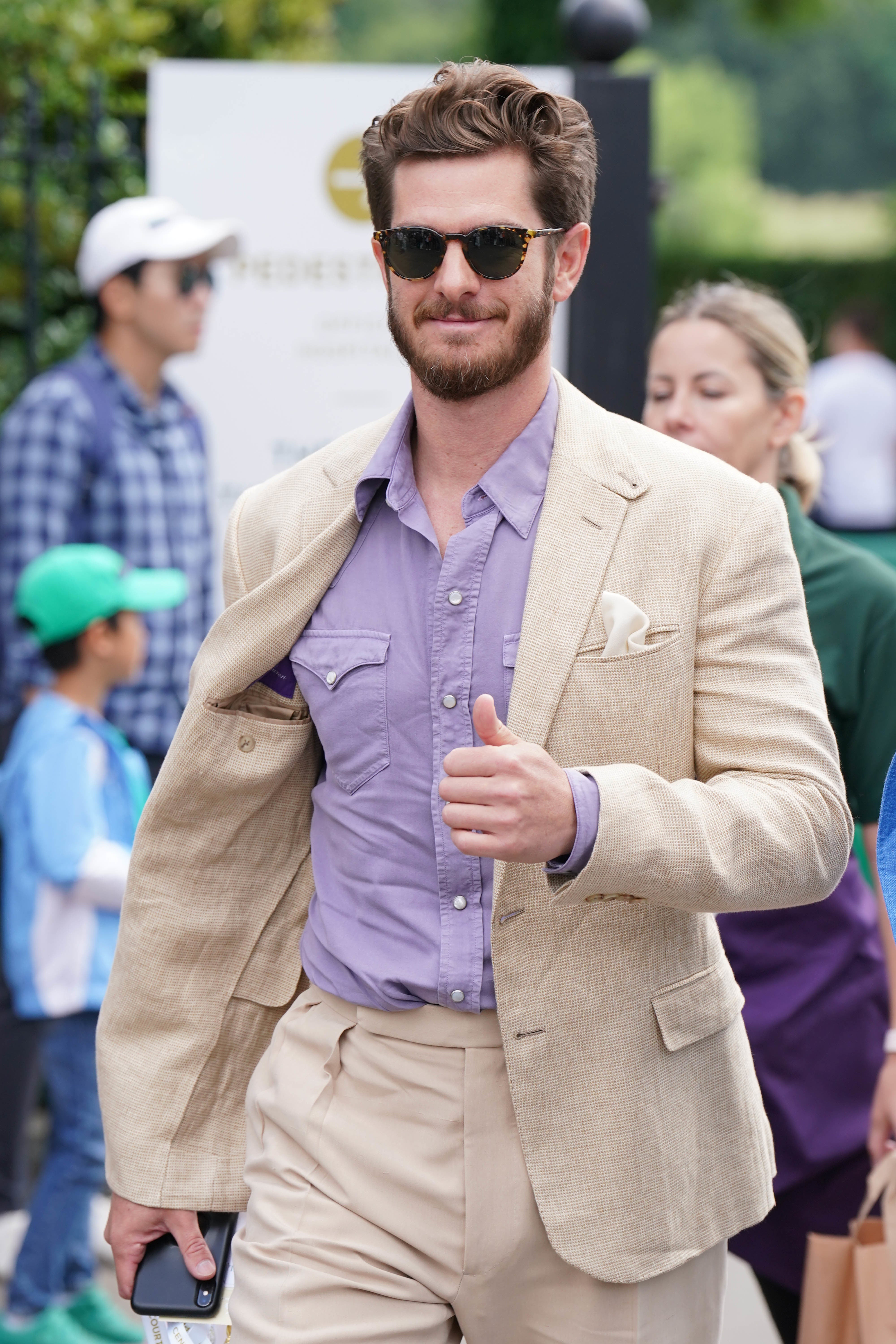 Andrew Garfield arrivie at Wimbledon