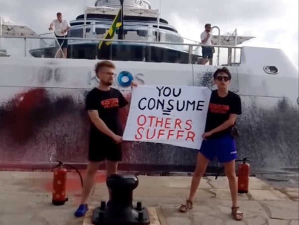 Climate activists attack Walmart heiress’s $300m superyacht in Ibiza