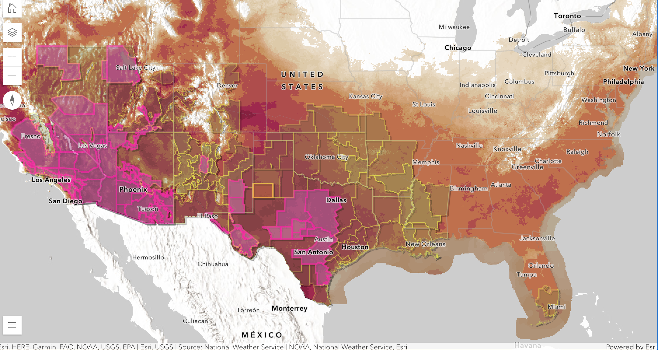 Extreme temperatures soaring into the triple digits are digging in across the US Southwest and building along the Gulf and in the Southeast on Monday