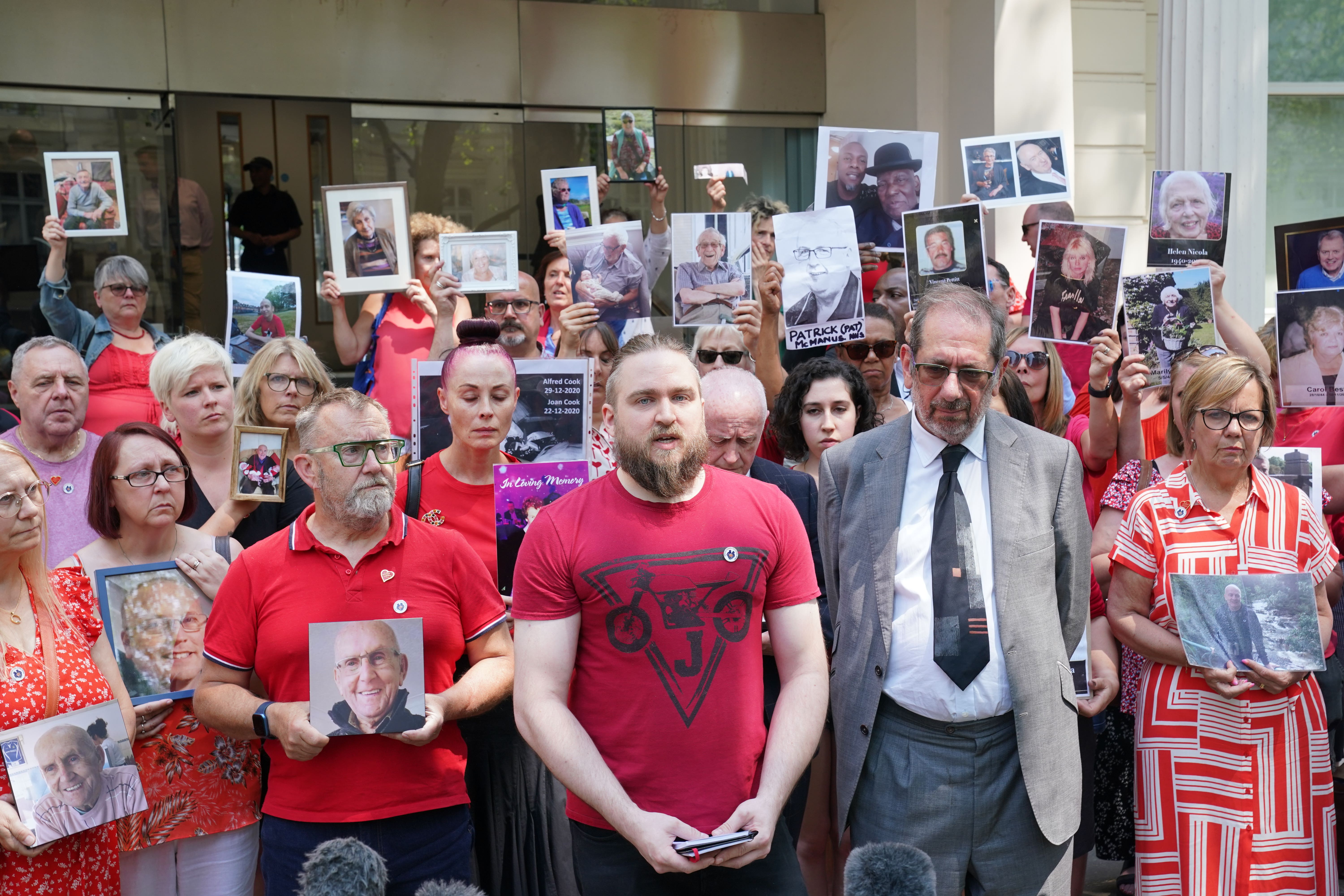 Matt Fowler (centre), co-founder of Covid Bereaved Families For Justice, has given evidence to the UK Covid-19 Inquiry (Lucy North/PA)