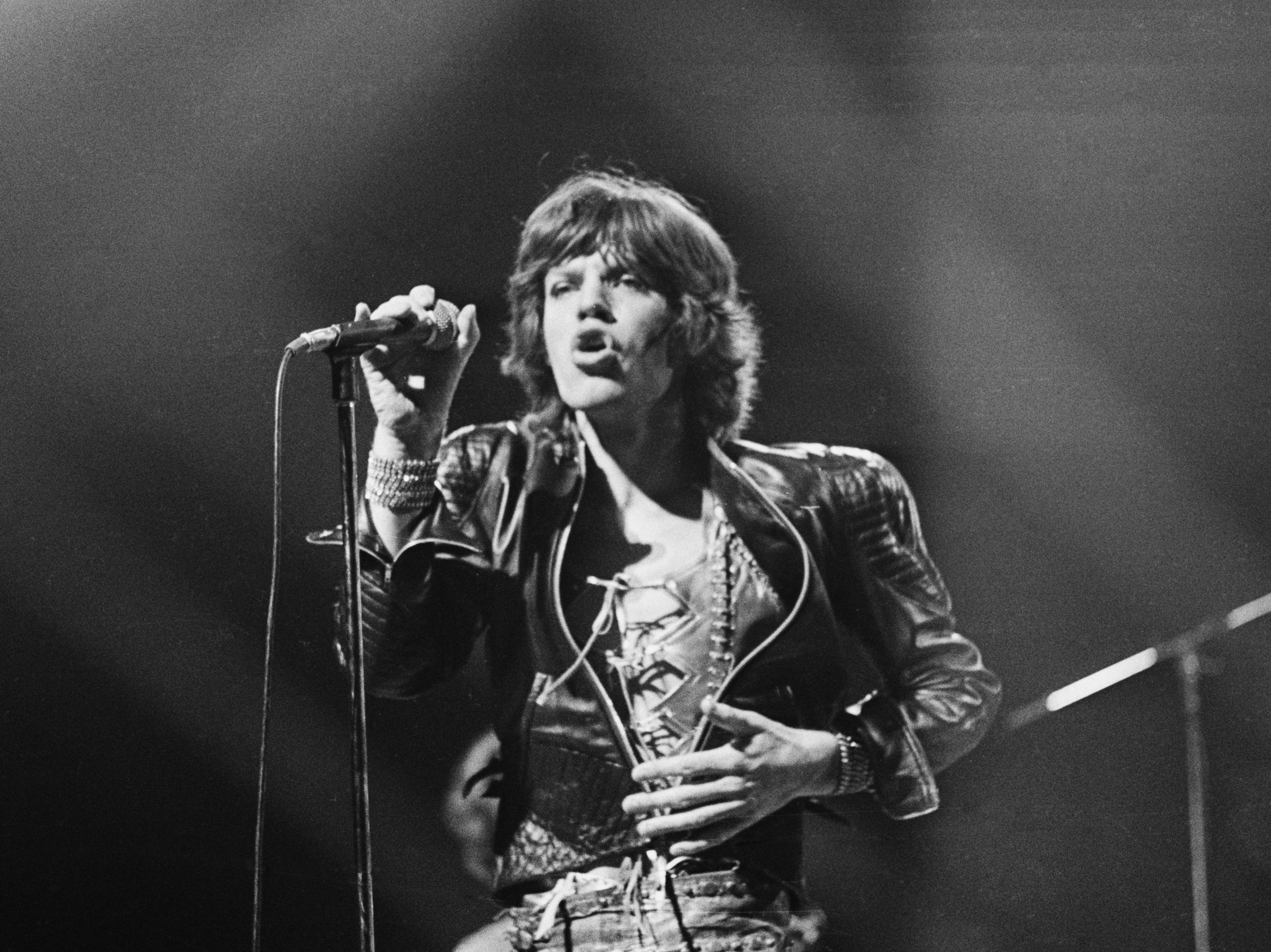 Mick Jagger performing with The Rolling Stones in 1972