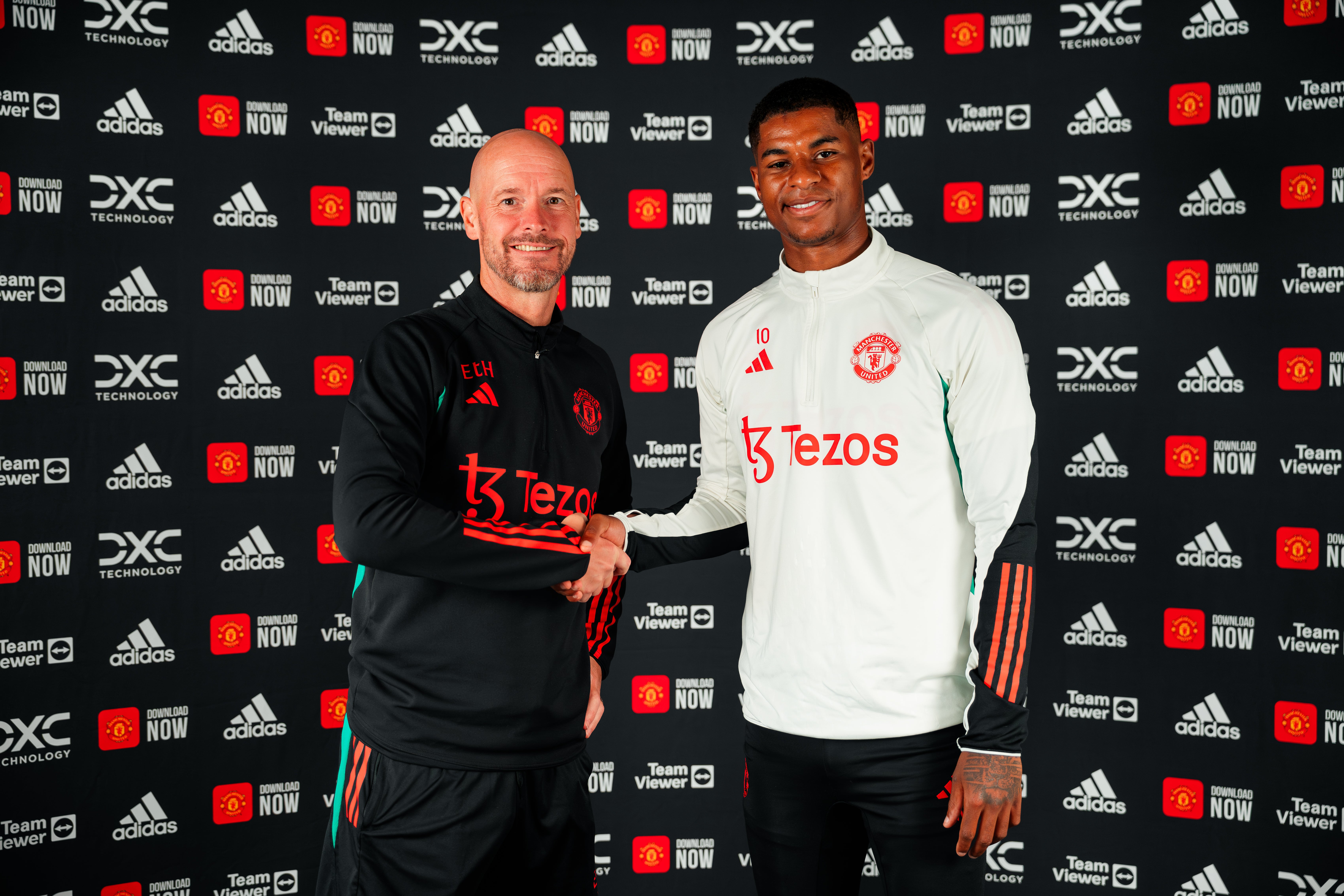 Manchester United manager Erik ten Hag with Marcus Rashford