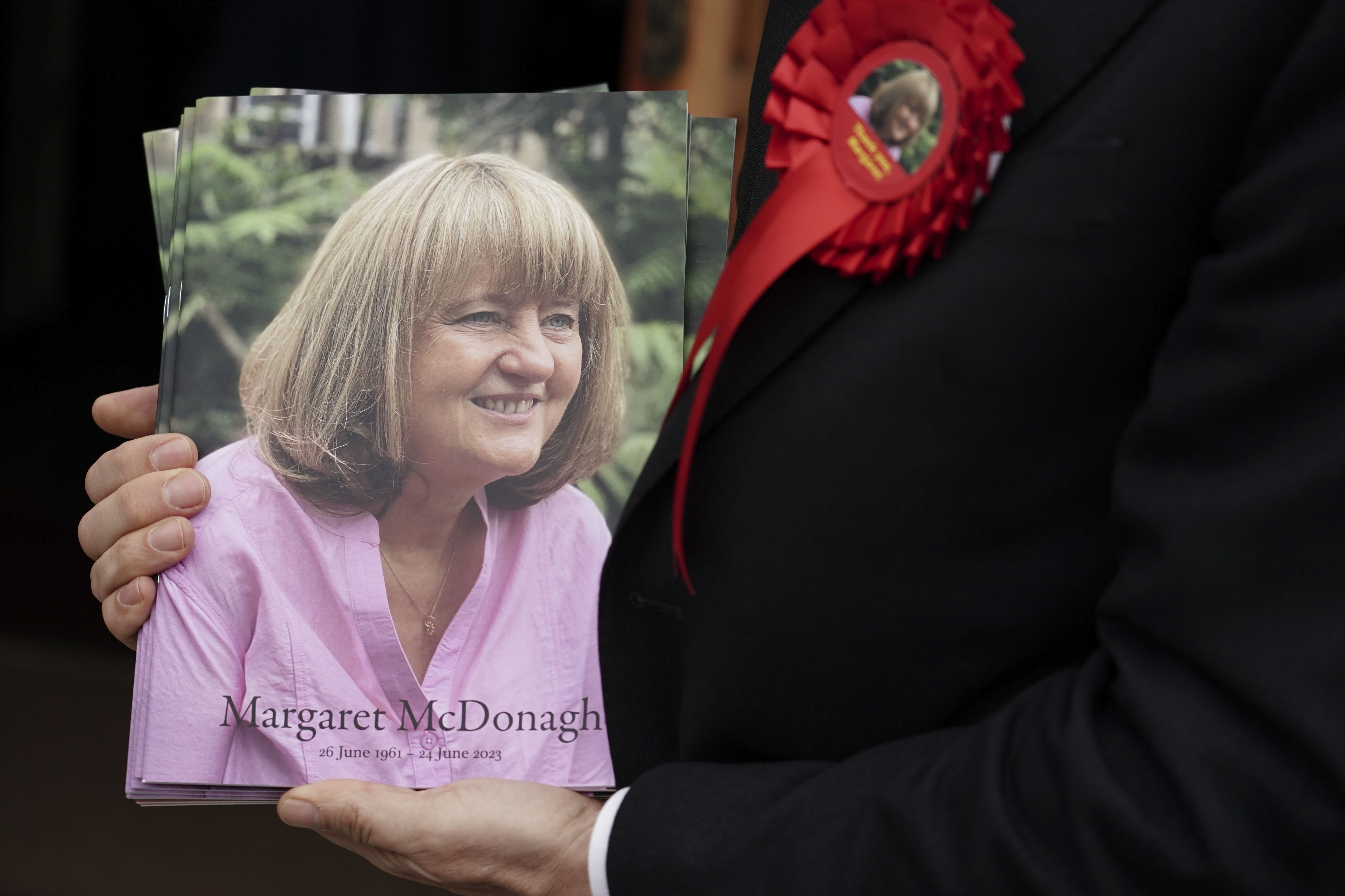 The order of service for the Requiem Mass to celebrate the life of Baroness Margaret McDonagh at St Bonifaces RC Church in Mitcham, London. The Labour Party’s first female general secretary died at the age of 61 last month (Jordan Pettitt/PA)