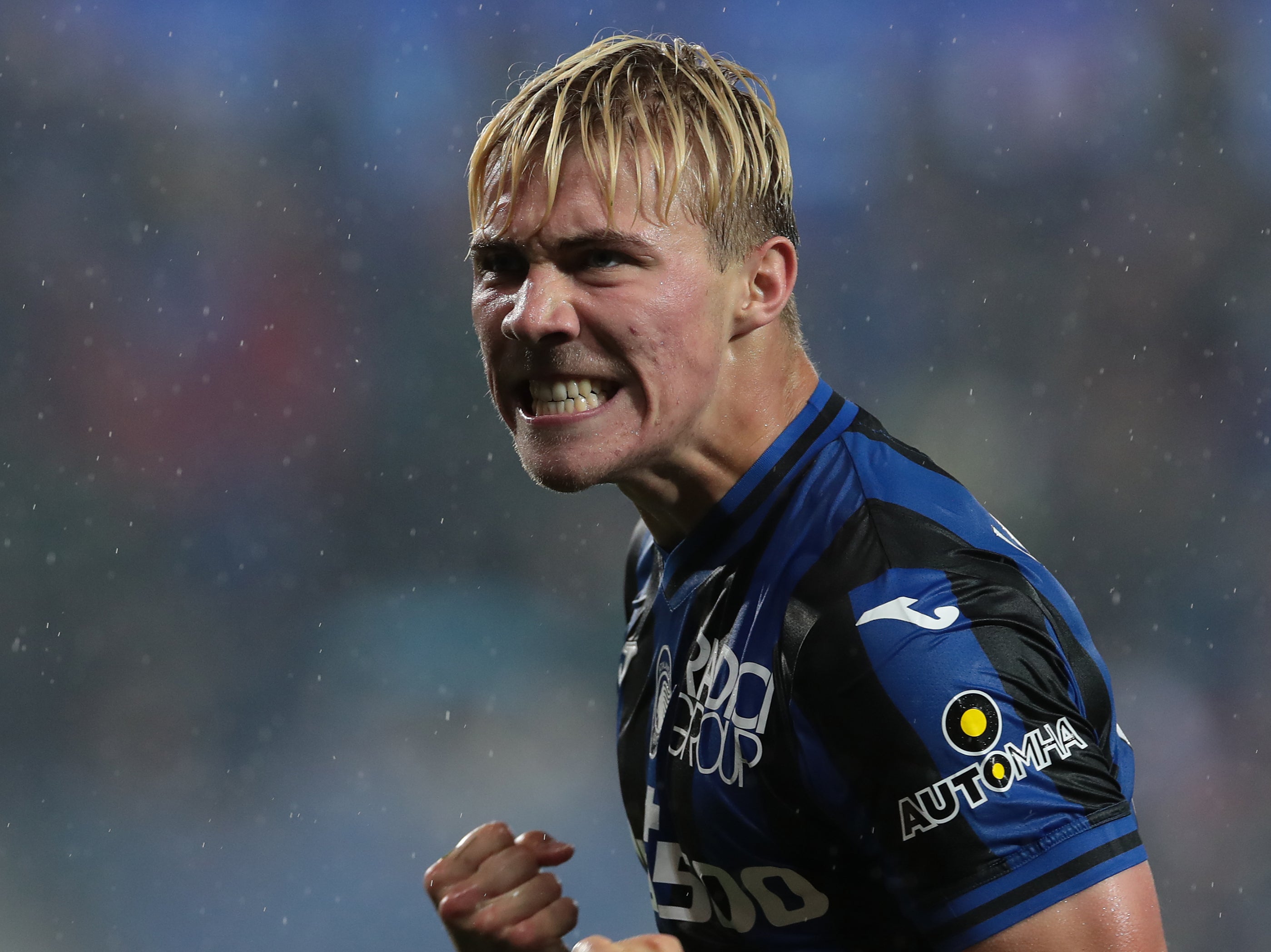 Denmark striker Rasmus Hojlund in action for Atalanta