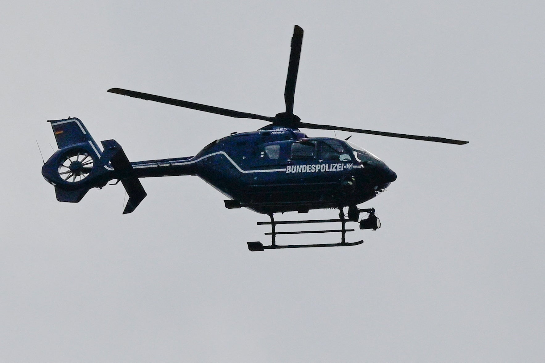 A police helicopter looks for the lioness from above