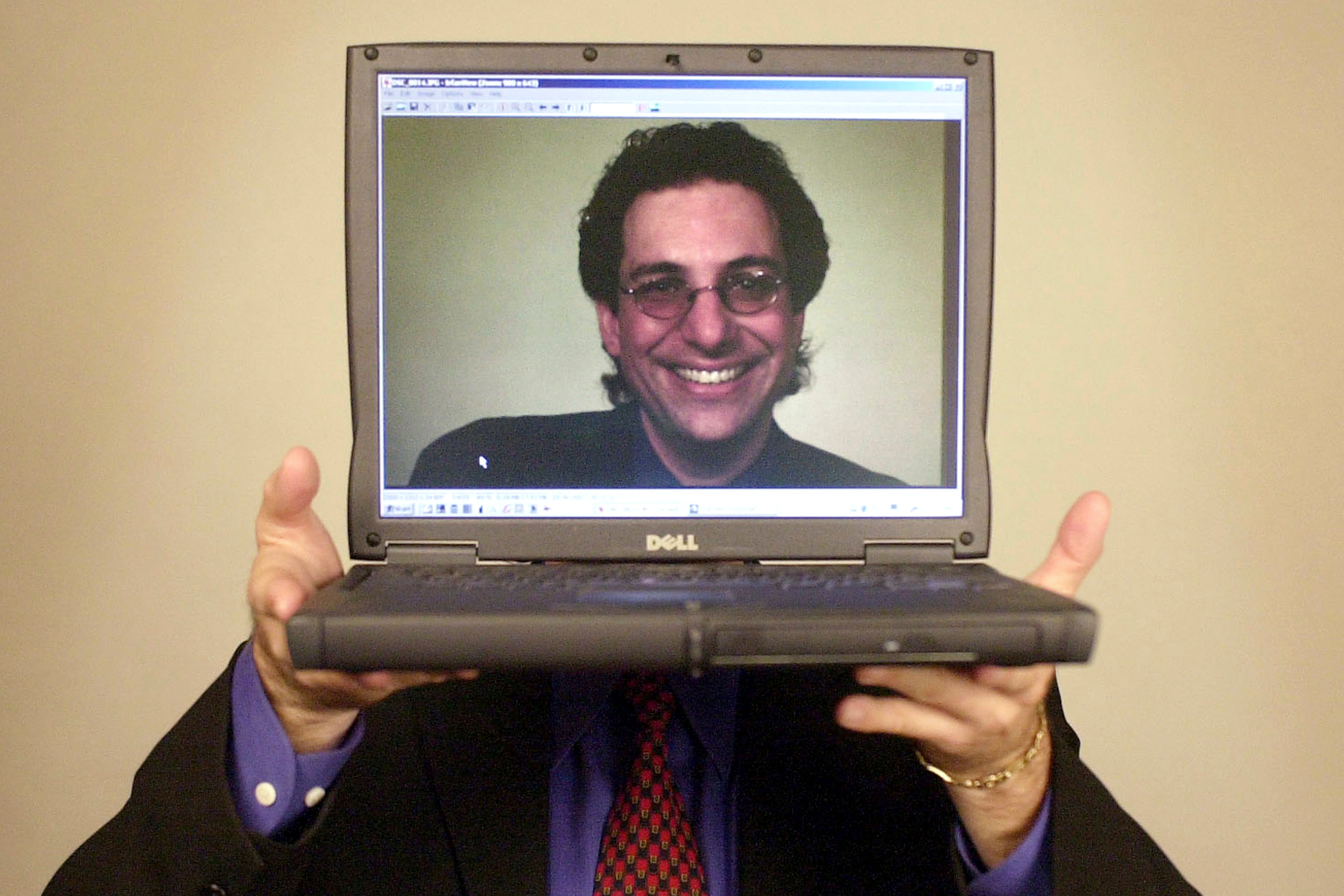 Computer hacker turned author Kevin Mitnick poses for a portrait Thursday, June 27, 2002, in Las Vegas. Mitnick