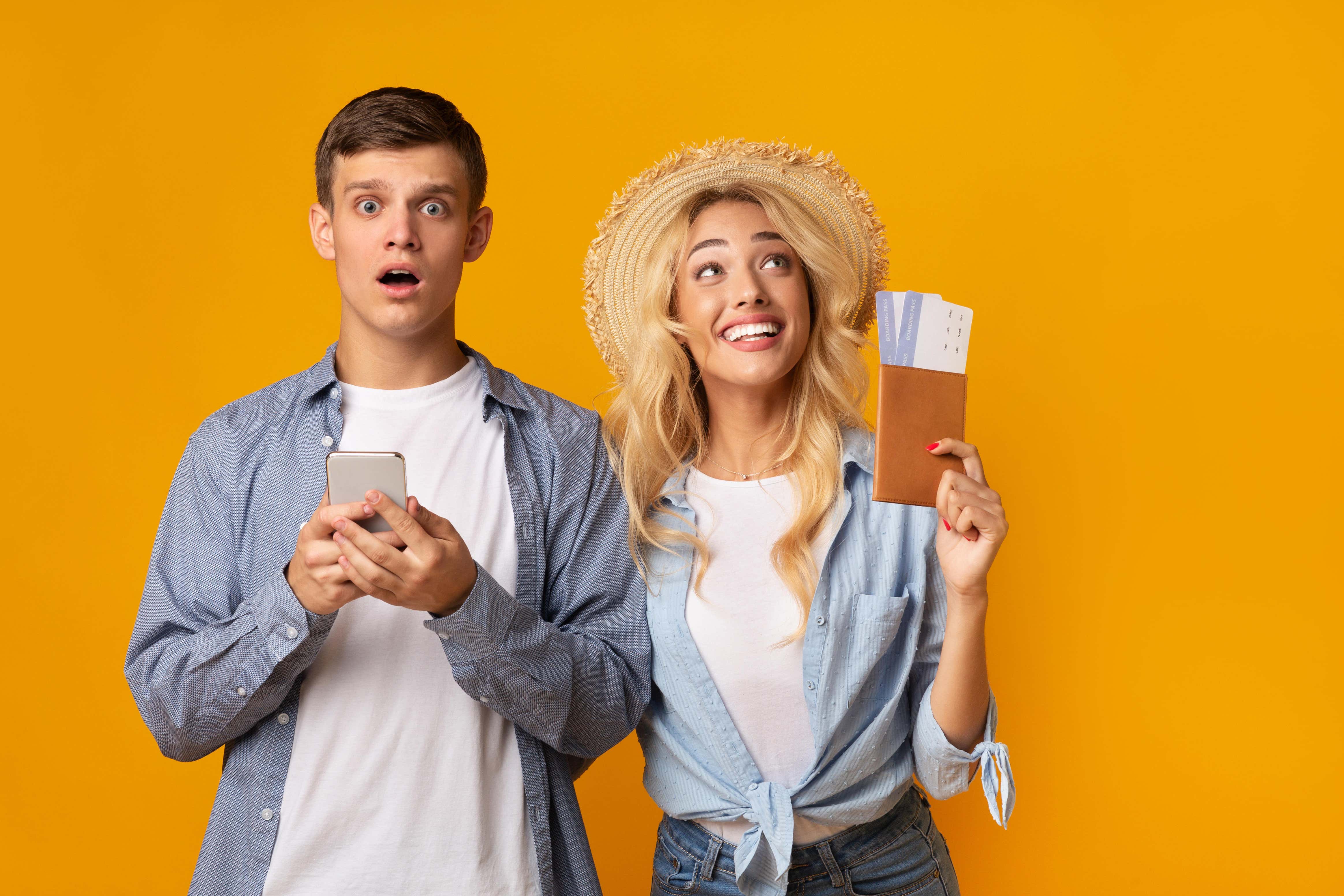 A young couple getting ready for a summer holiday