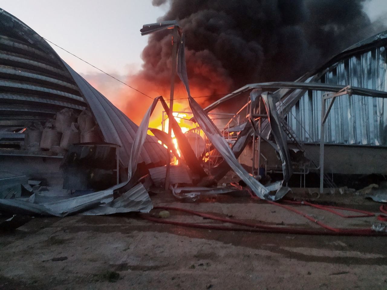 A grain warehouse destroyed by a Russian missile strike in Odesa