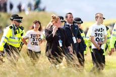 The Open: Just Stop Oil protester handed to police by Billy Horschel at Hoylake