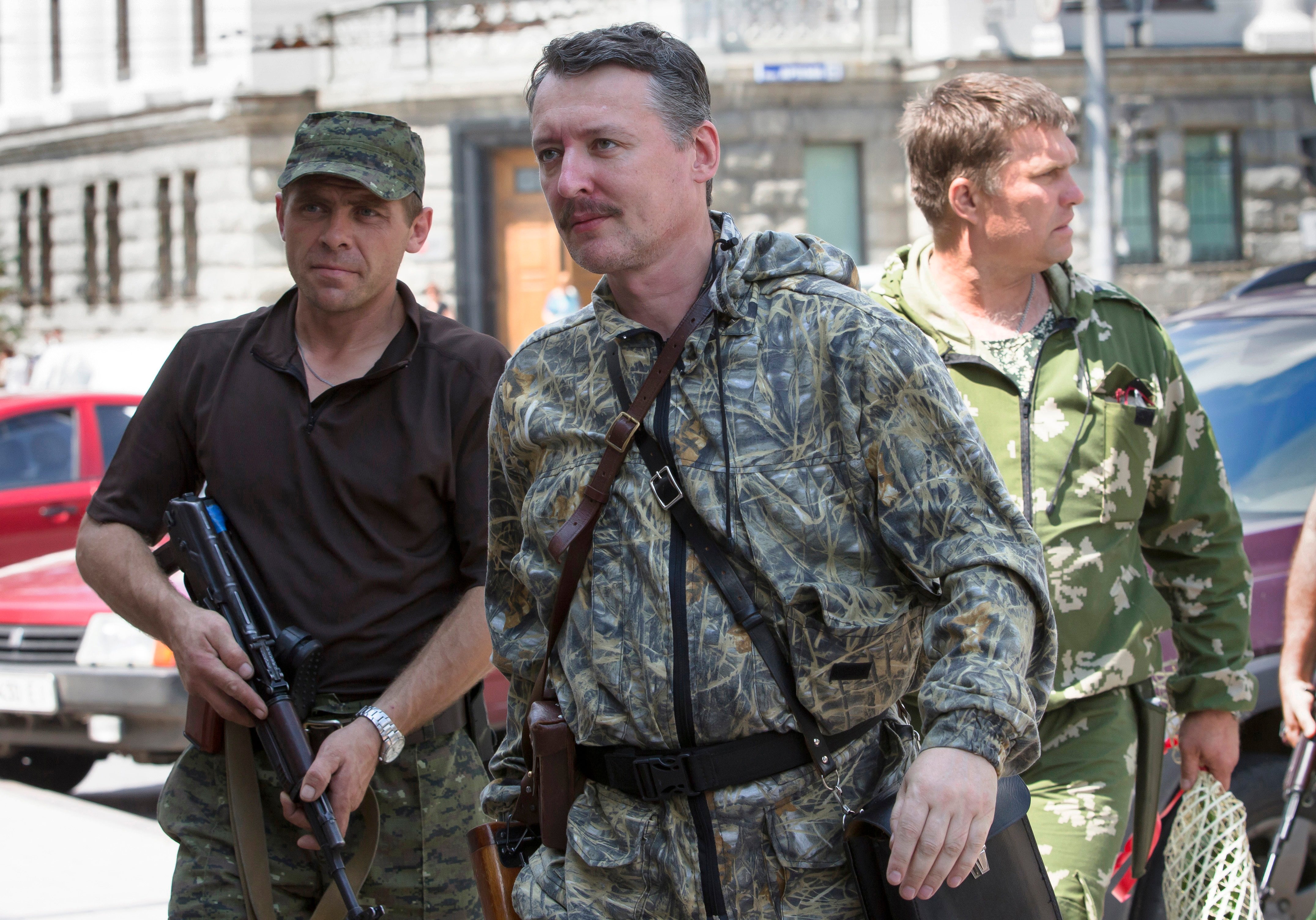 Igor Girkin, centre, is also known as Igor Strelkov