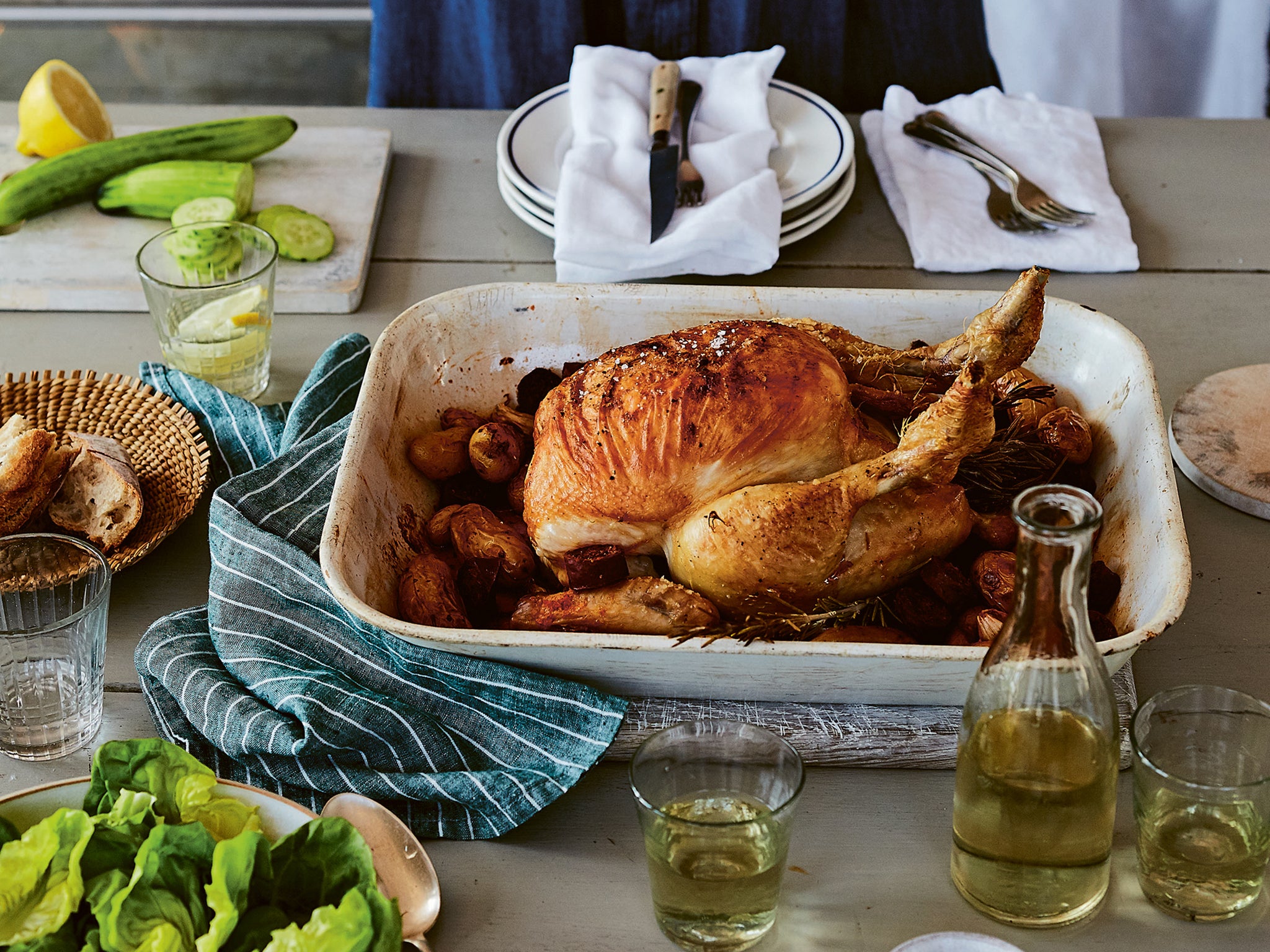 Chorizo, lemon and rosemary create a wonderful gravy of buttery golden juices