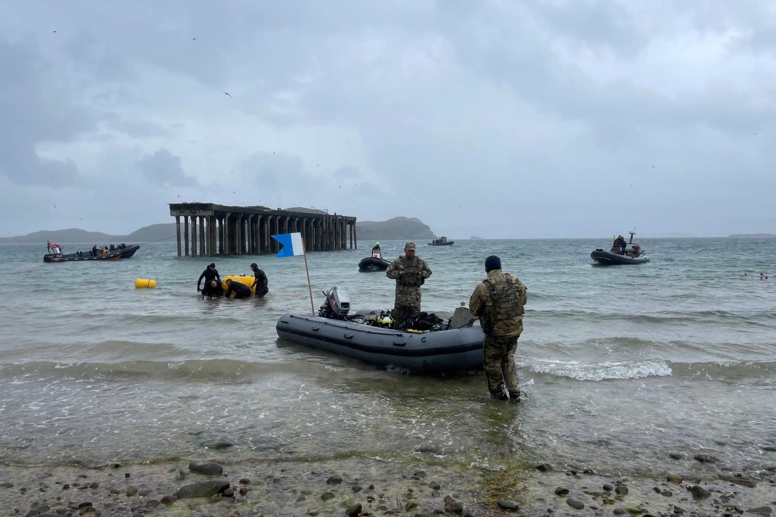 Royal Navy and Ukrainian navy personnel on exercises in the waters of Loch Ewe (Royal Navy/PA)