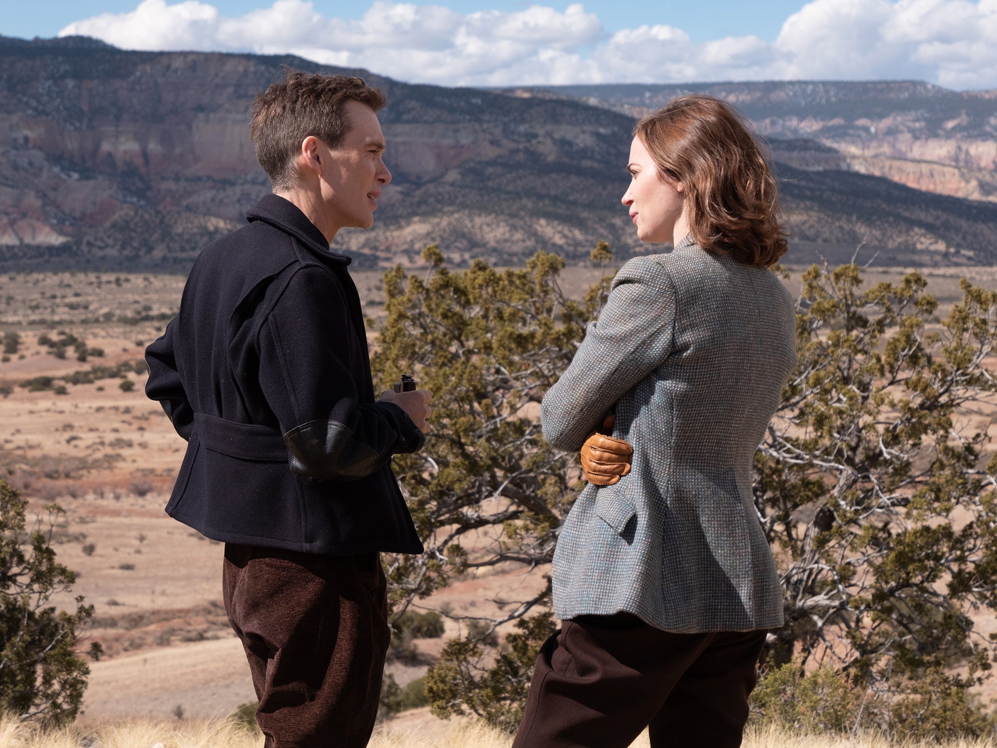 Cillian Murphy as J. Robert Oppenheimer and Emily Blunt as Kitty Oppenheimer in ‘Oppenheimer'