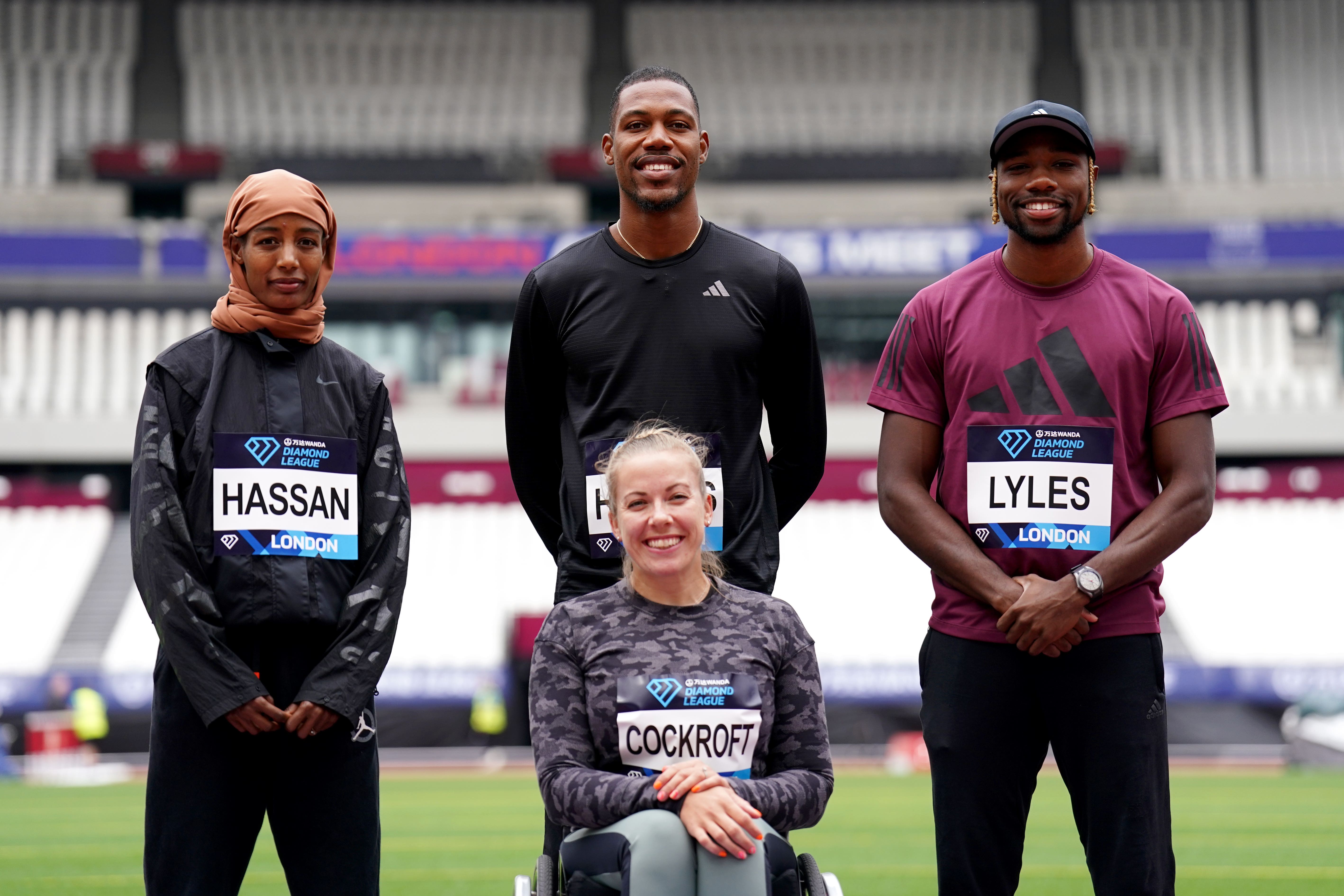 Zharnel Hughes (left) and Noah Lyles will do battle in Sunday’s Diamond League meet in London (John Walton/PA)