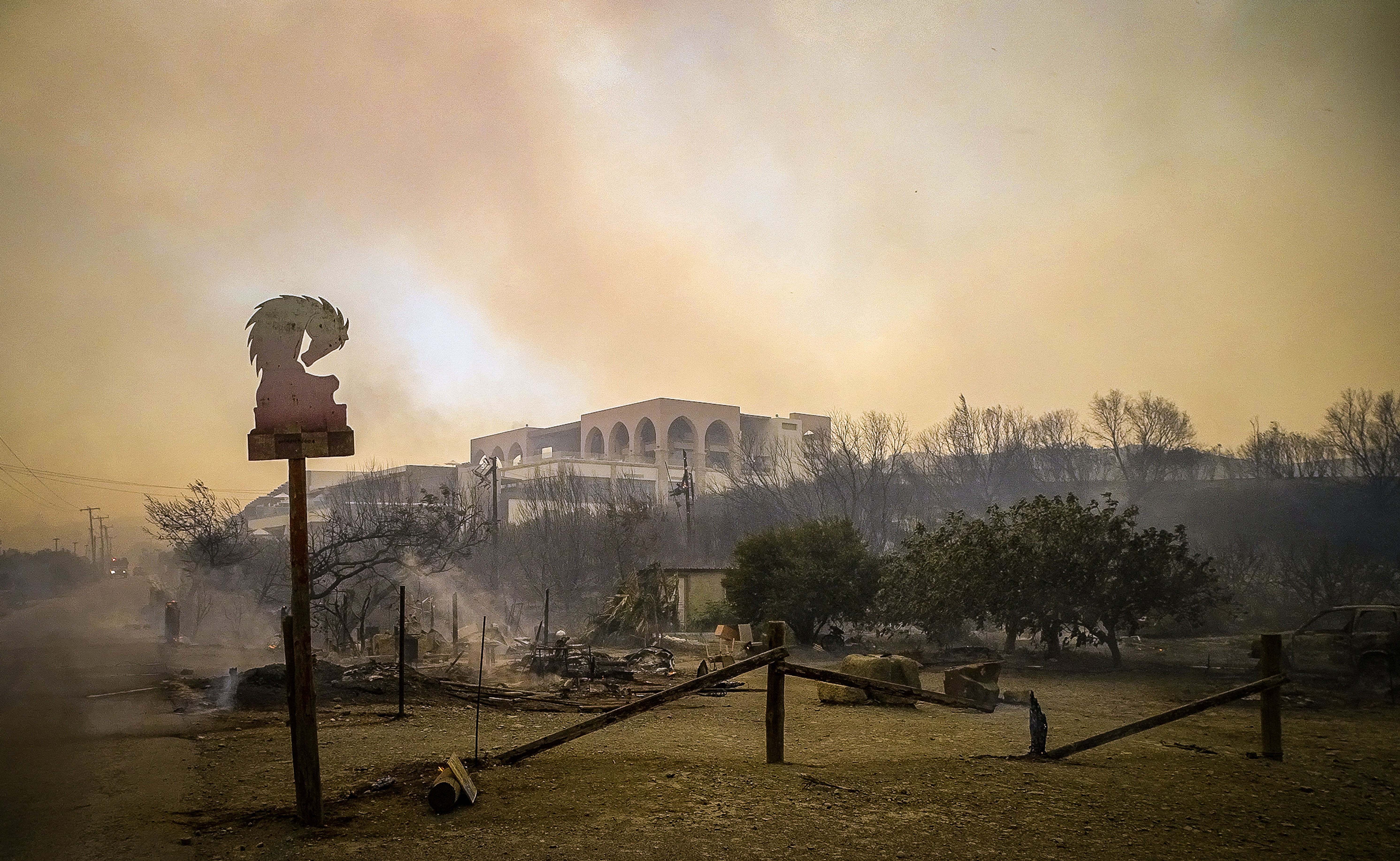 A burnt area is seen during a wildfire on the island of Rhodes