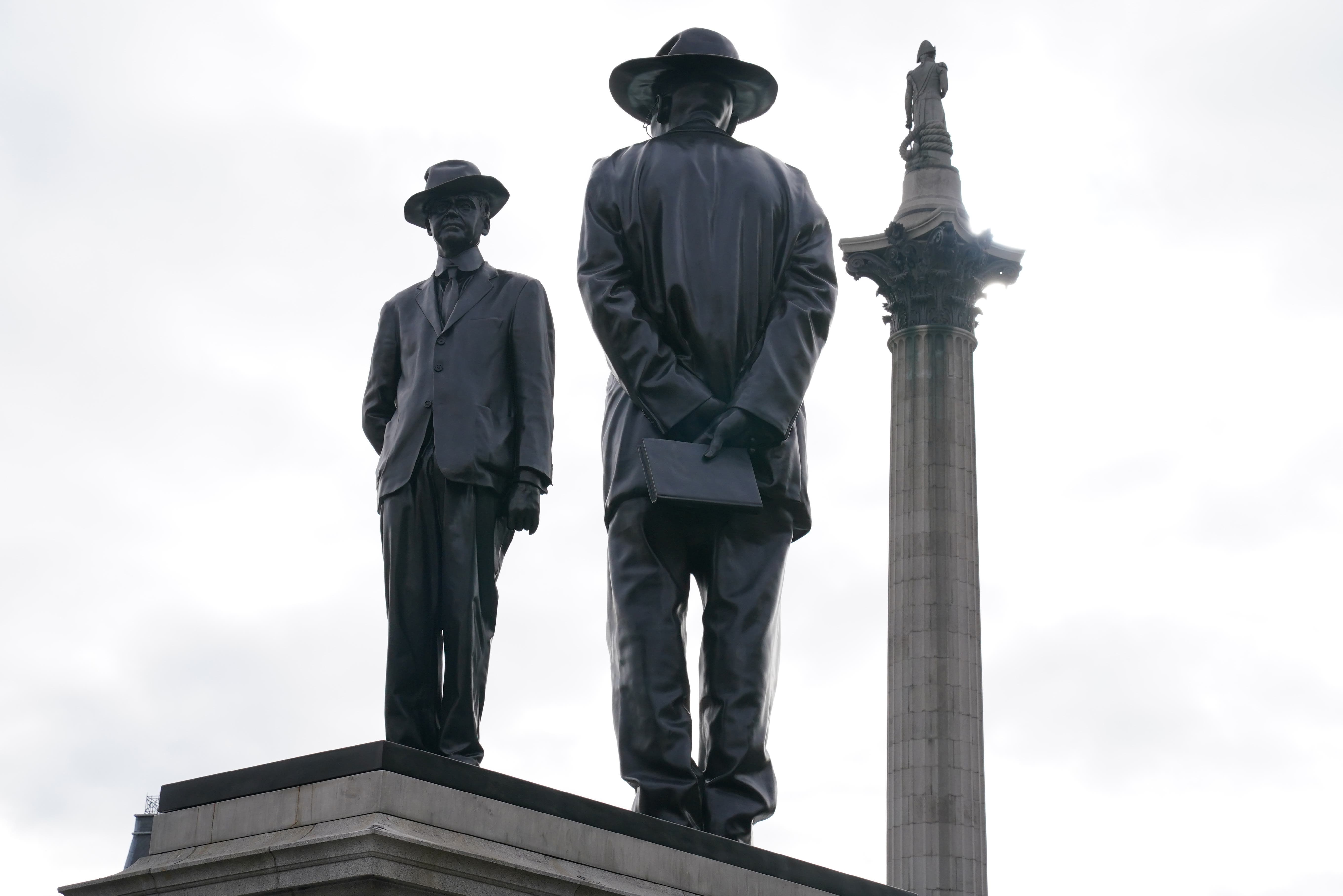 Trafalgar Square’s Fourth Plinth currently features a sculpture by Malawi-born artist Samson Kambalu (Jonathan Brady/PA)