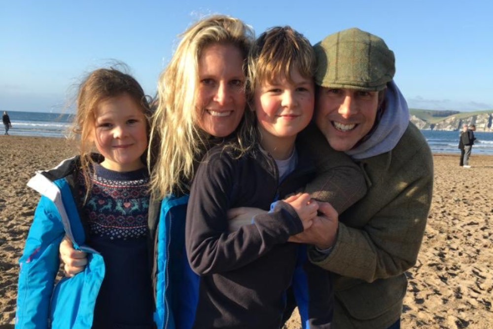 Chris Elworthy (far right), a farmer from Faversham, and his family (PA)