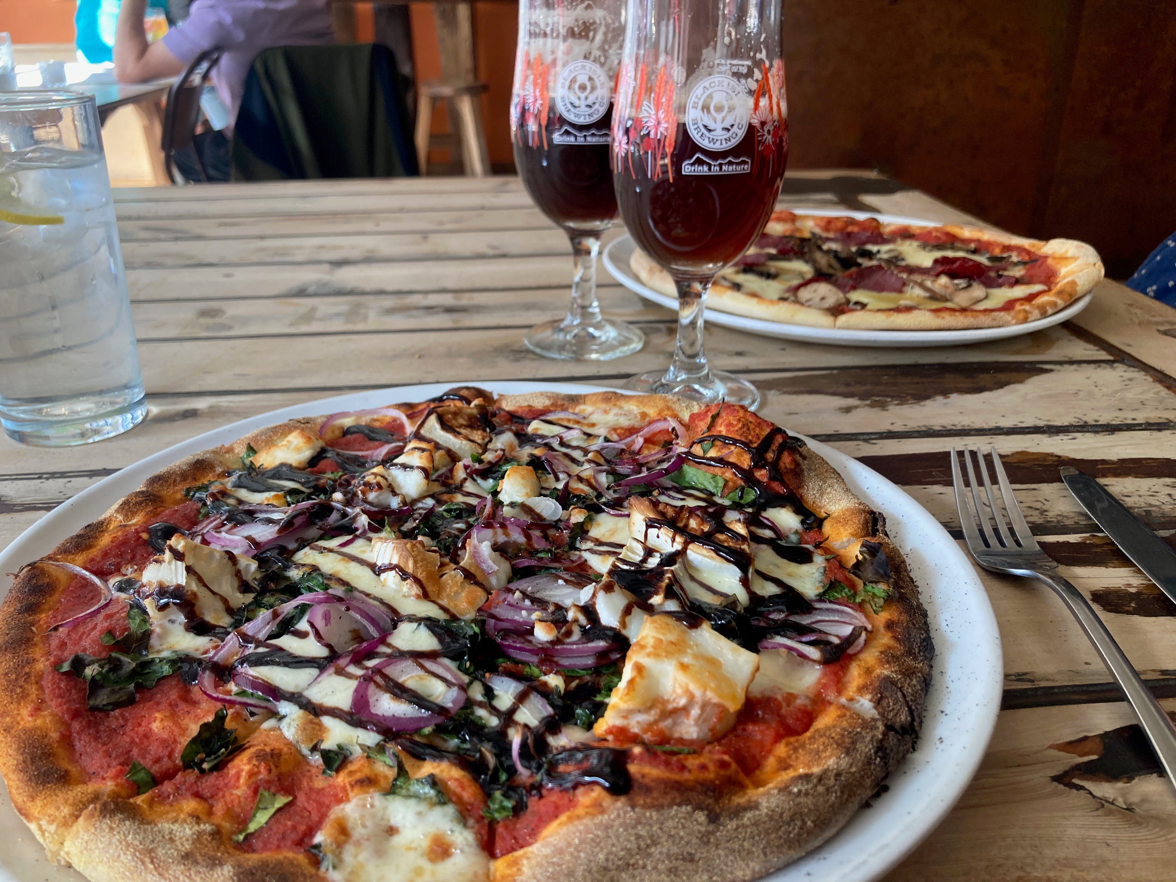 Pizza and beer at Black Isle Bar