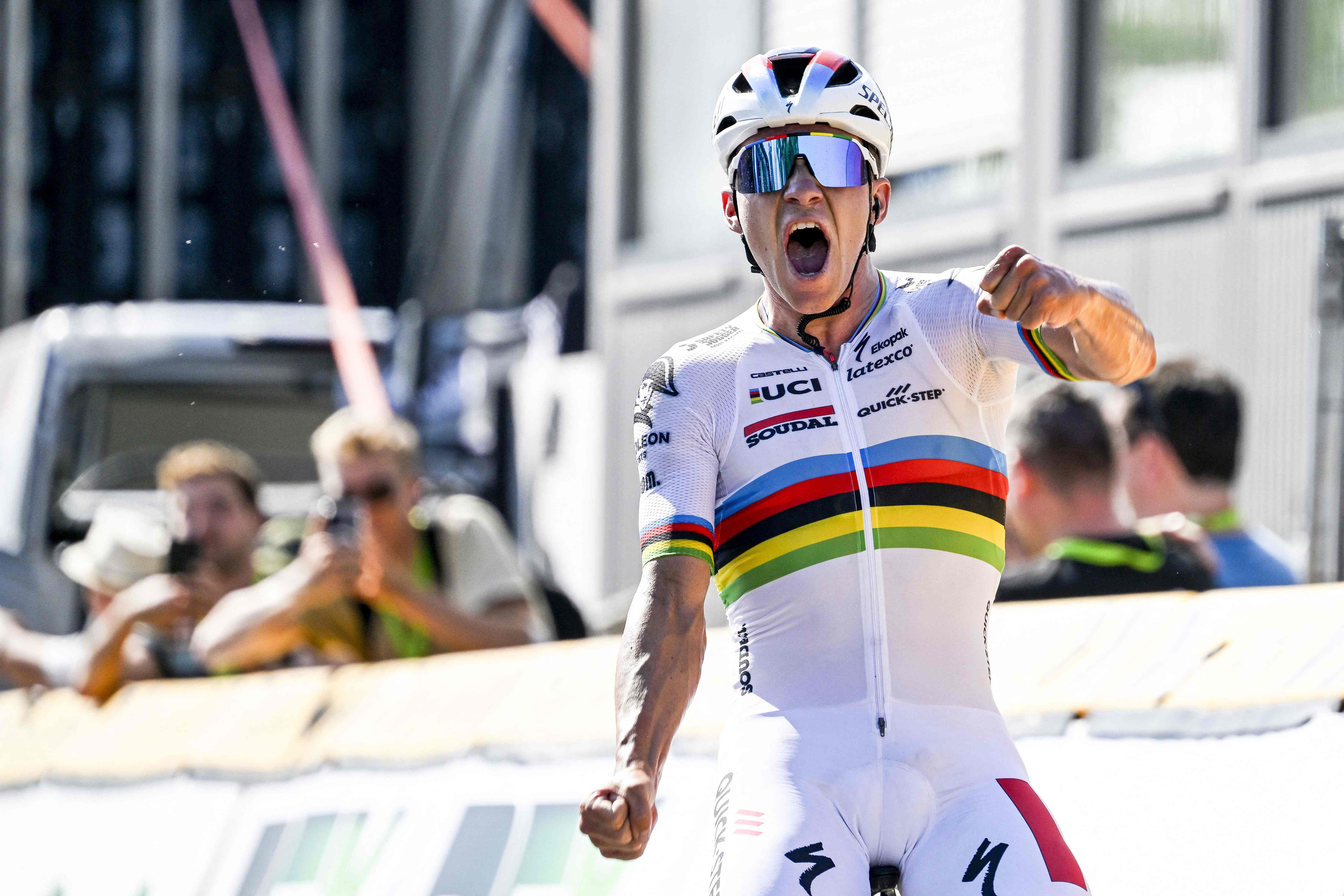 Remco Evenepoel winning the Belgian national title in June