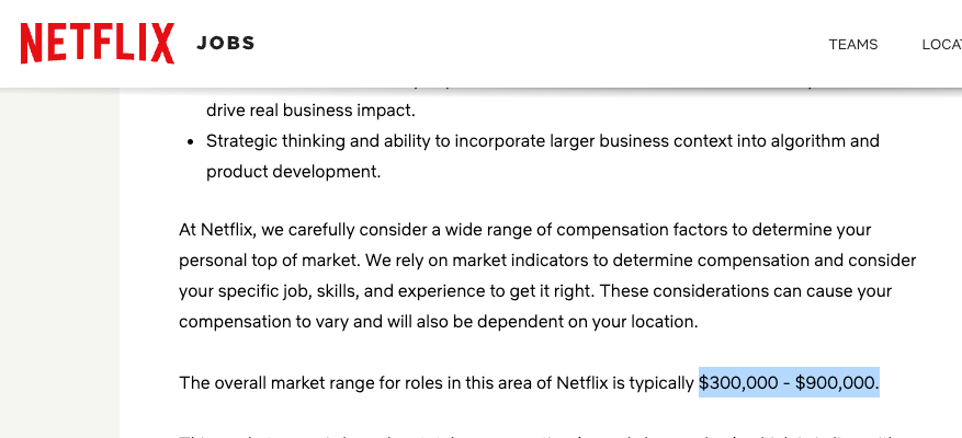 Netflix job listing screenshot