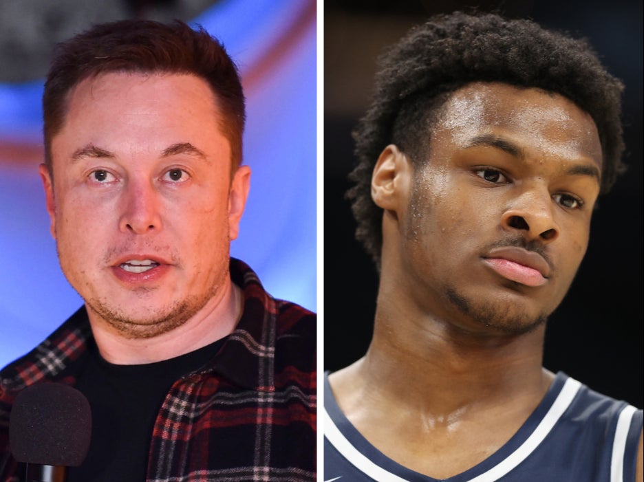 Elon Musk (L), Bronny James (R)