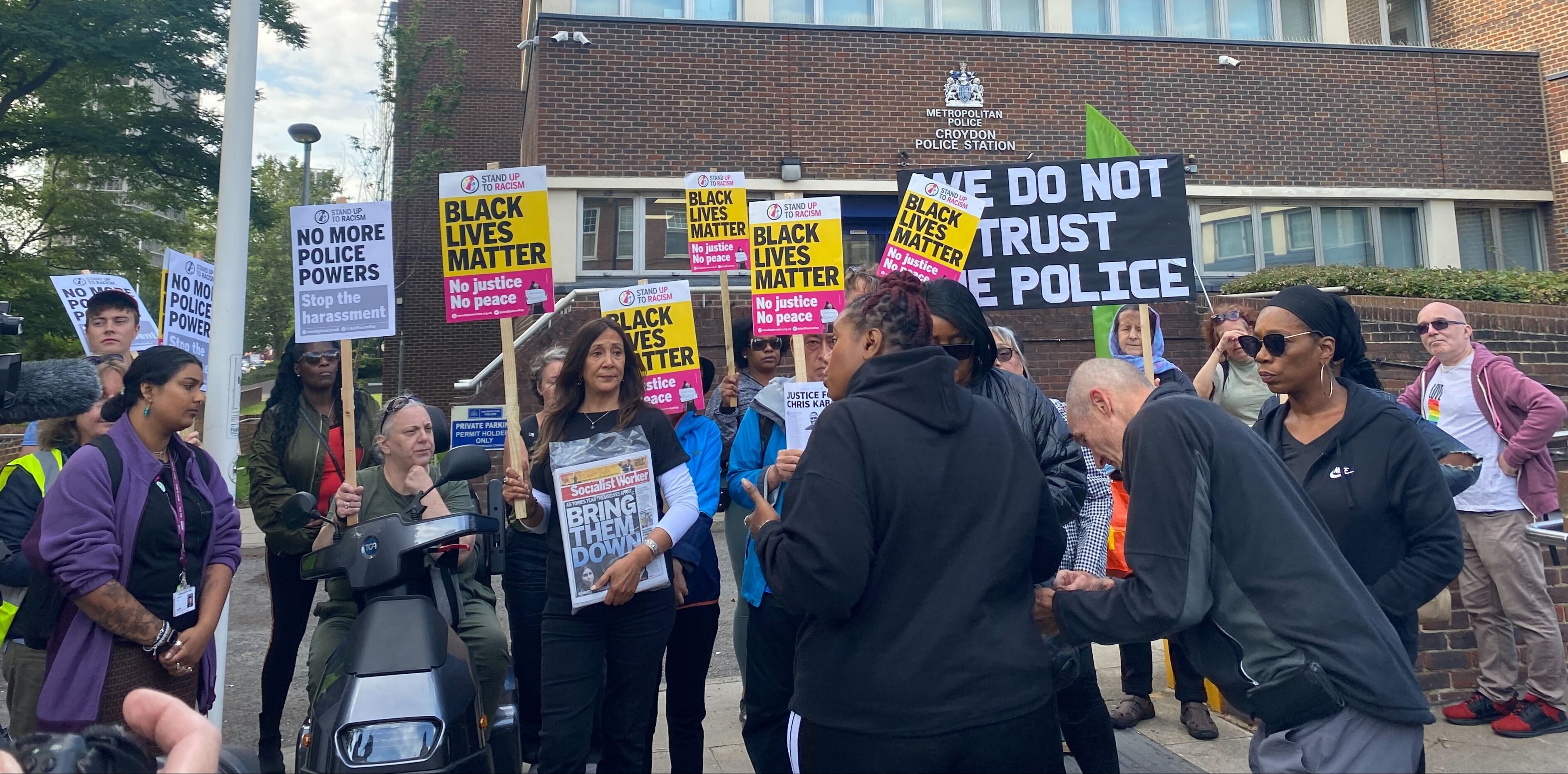 Anti-racism protesters came out to demonstrate against the woman’s treatment