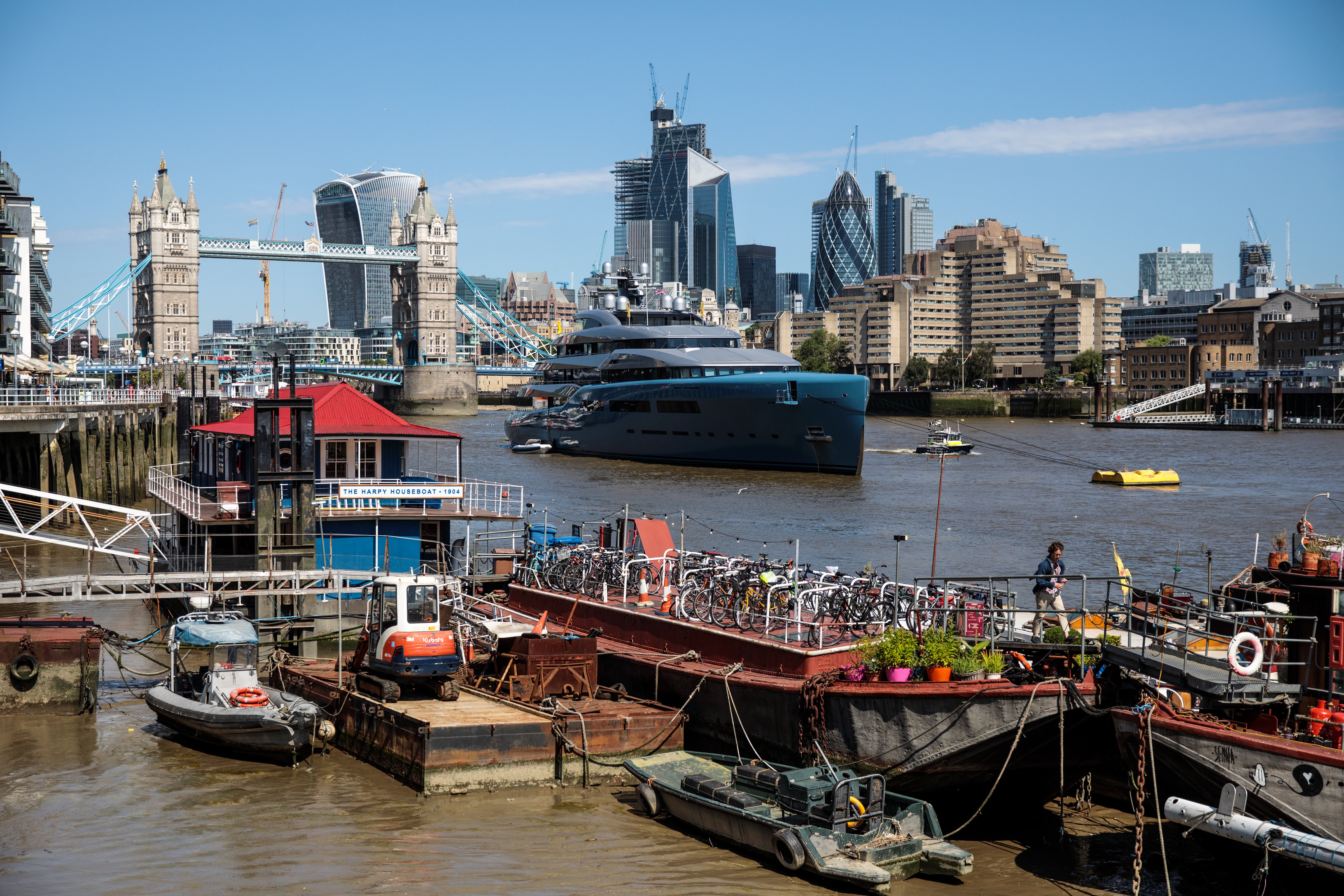 Lewis was ordered to surrender his luxury yacht Aviva, seen here moored by Butler's Wharf in London in 2018