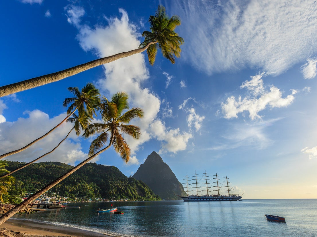 Soufriere Bay, with Petit Piton in the background