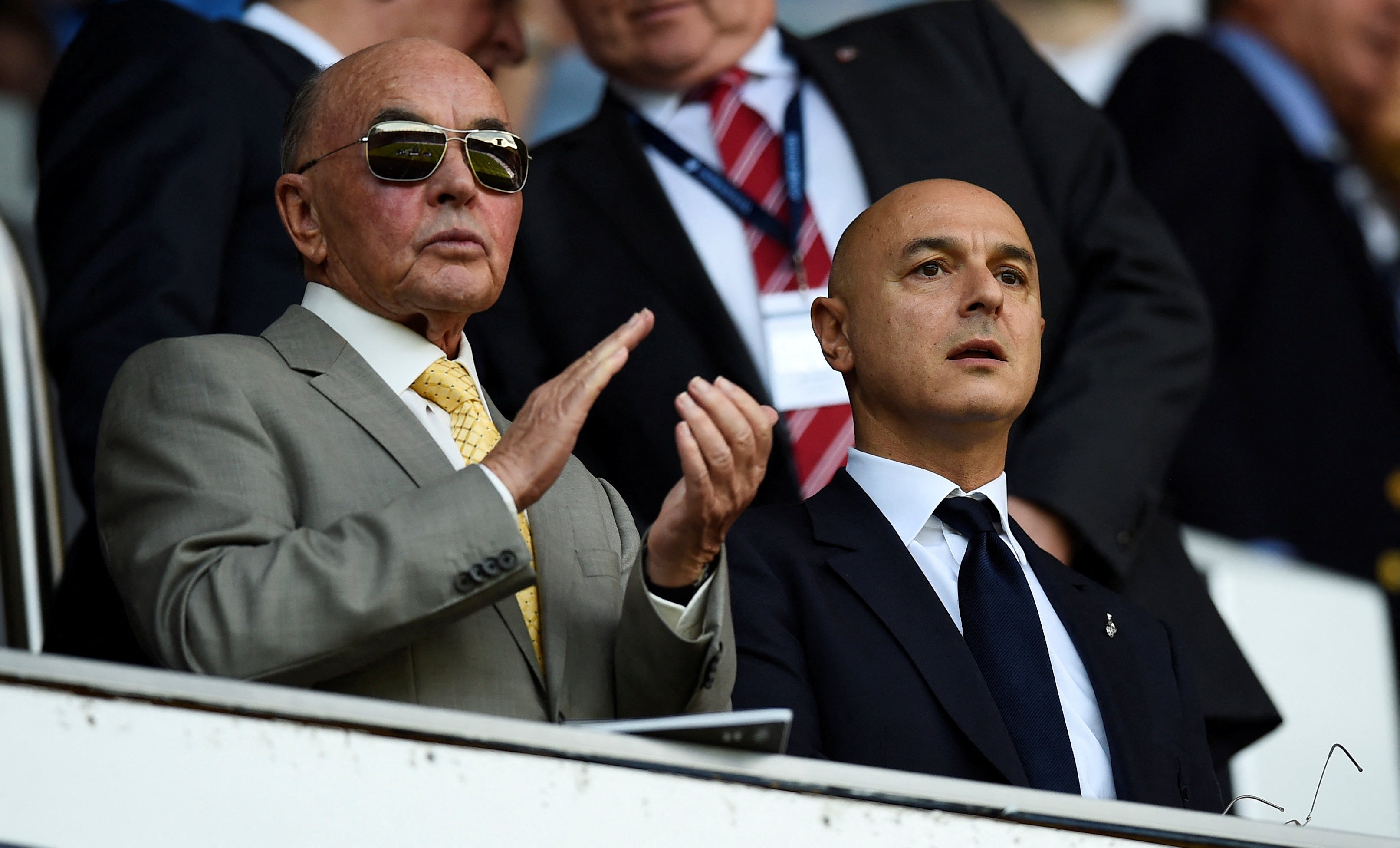 Tottenham owner Joe Lewis, left, pictured with club chairman Daniel Levy