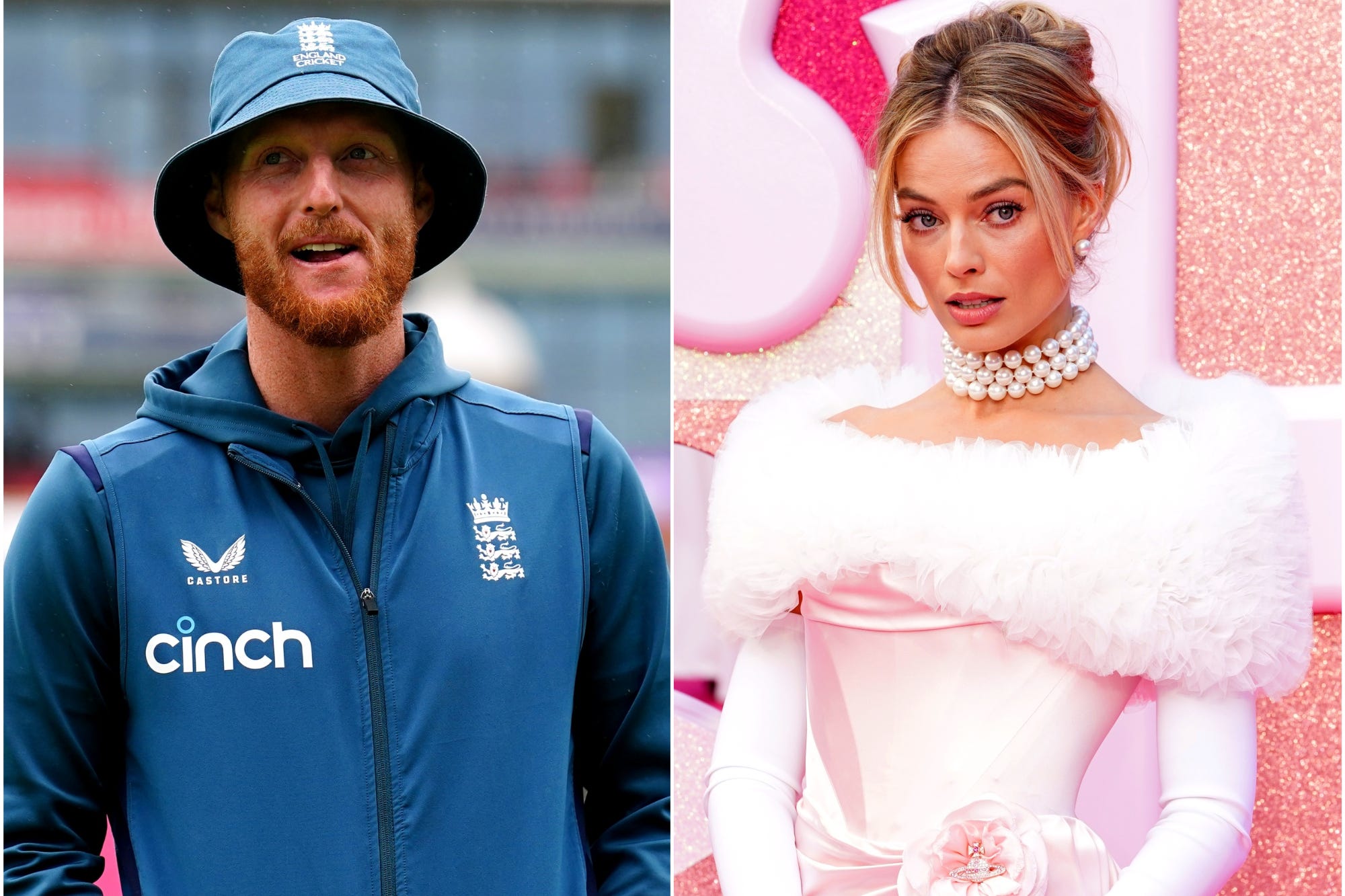 Ben Stokes and Margot Robbie (PA)