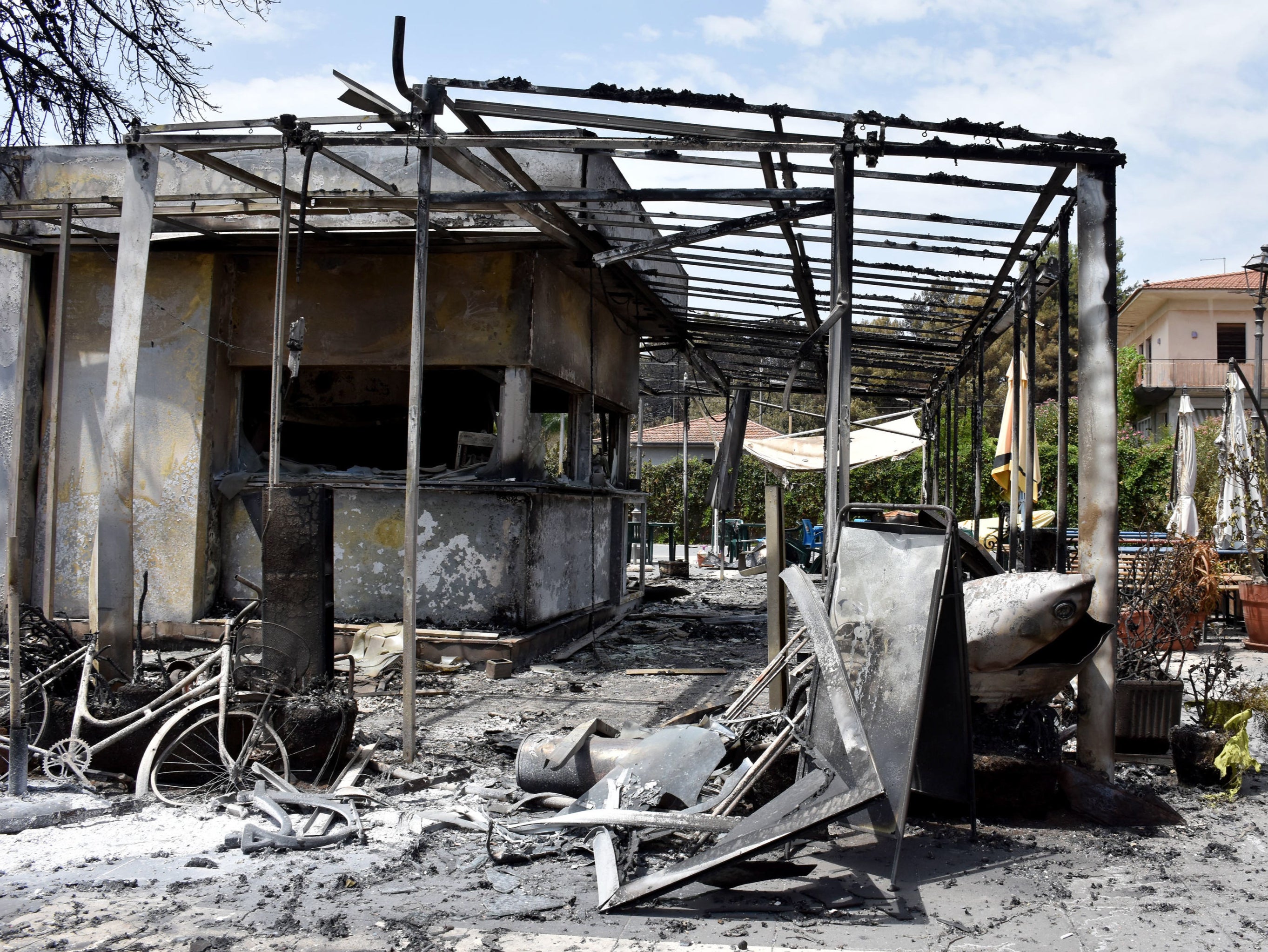 Fire damage in Aci Catena, near Catania, Italy