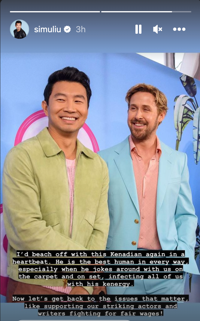 Simu Liu supports Ryan Gosling after claims they locked head at ‘Barbie’ event